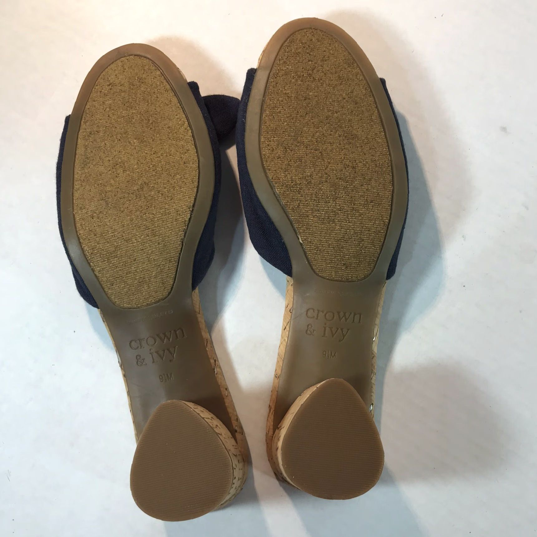 Vintage Crown & Ivy Navy Bow Slides Womens Size 9.5 2in Block Heel Casual Sandals Size US 10 / IT 40 - 7 Thumbnail