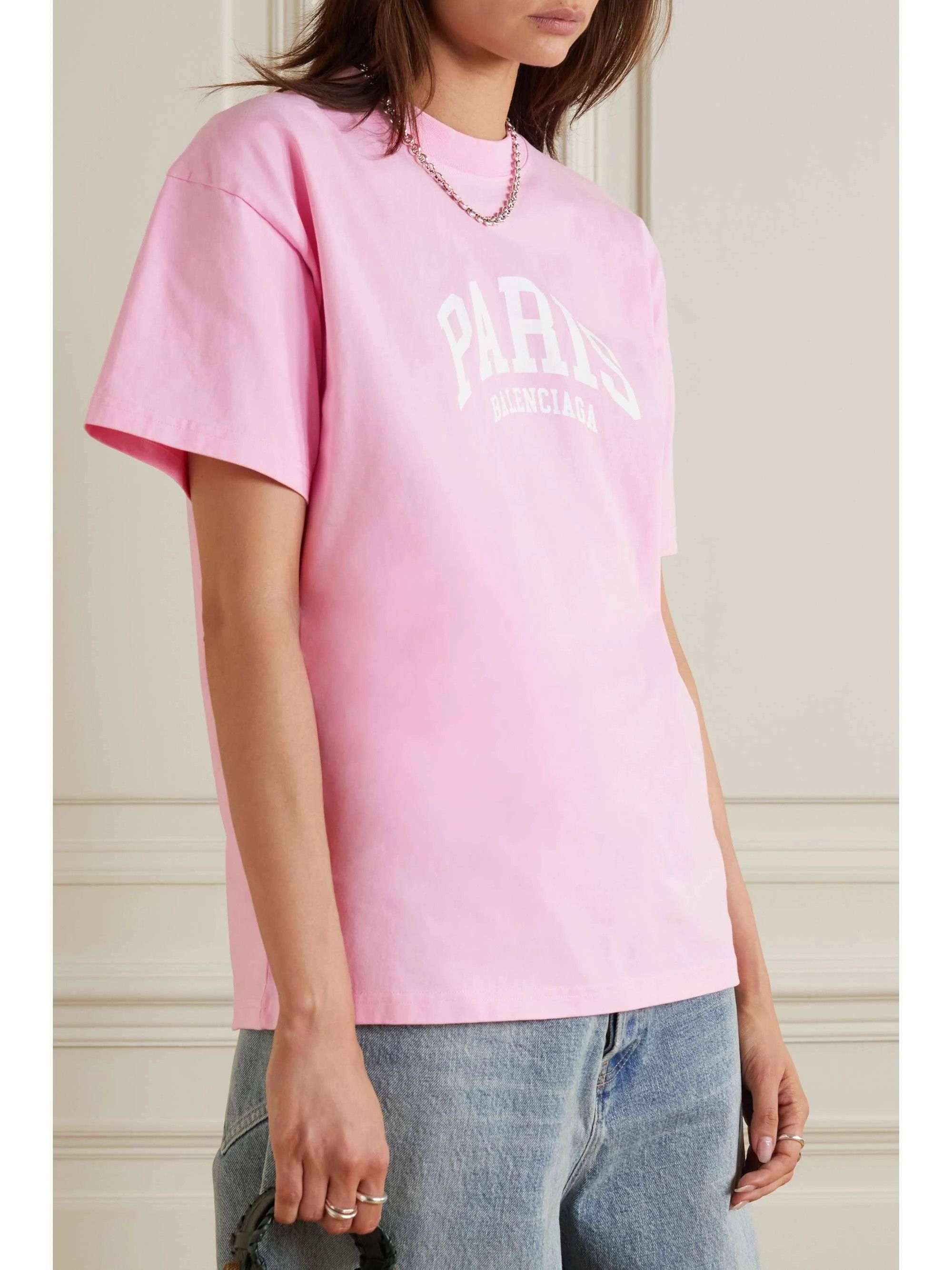 Balenciaga o1la1rc1a1024 Cities Paris T-Shirt Medium Fit in Light Pink Size XXS / US 00 / IT 34 - 3 Thumbnail