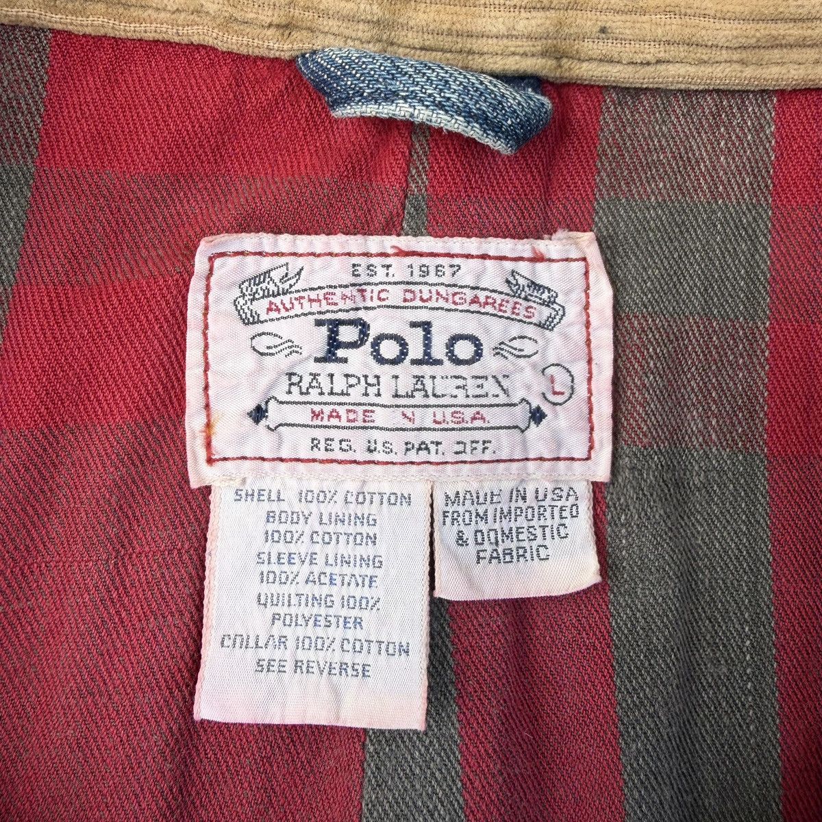 Polo Ralph Lauren Vintage Polo Ralph Lauren Denim Work Jacket Plaid Lining Size US L / EU 52-54 / 3 - 20 Thumbnail
