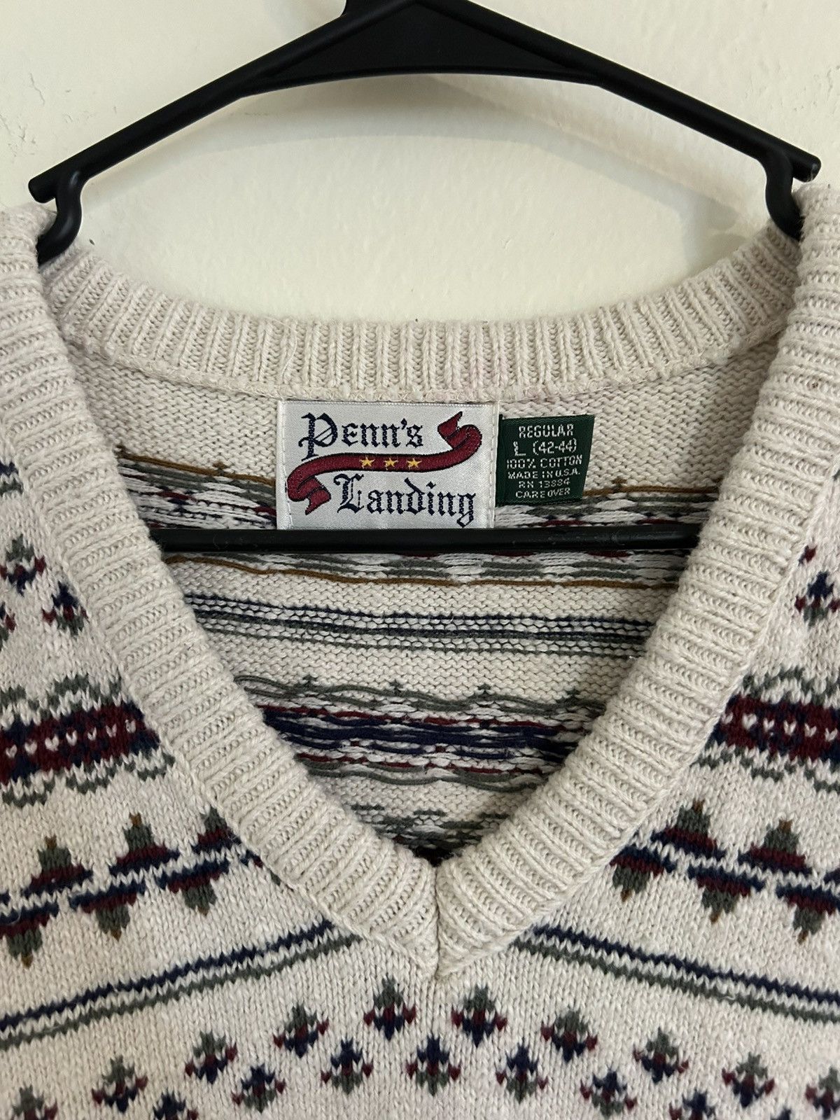 Other Vintage Cream + Pattern Sweater Vest Size L / US 10 / IT 46 - 3 Thumbnail
