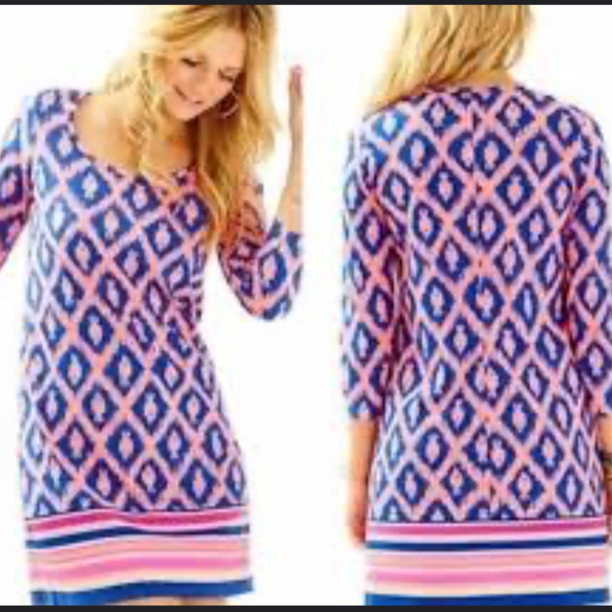 Lilly Pulitzer NWOT Lilly Pulitzer Beacon T-shirt Dress Pink and Blue XS Size XS / US 0-2 / IT 36-38 - 2 Thumbnail