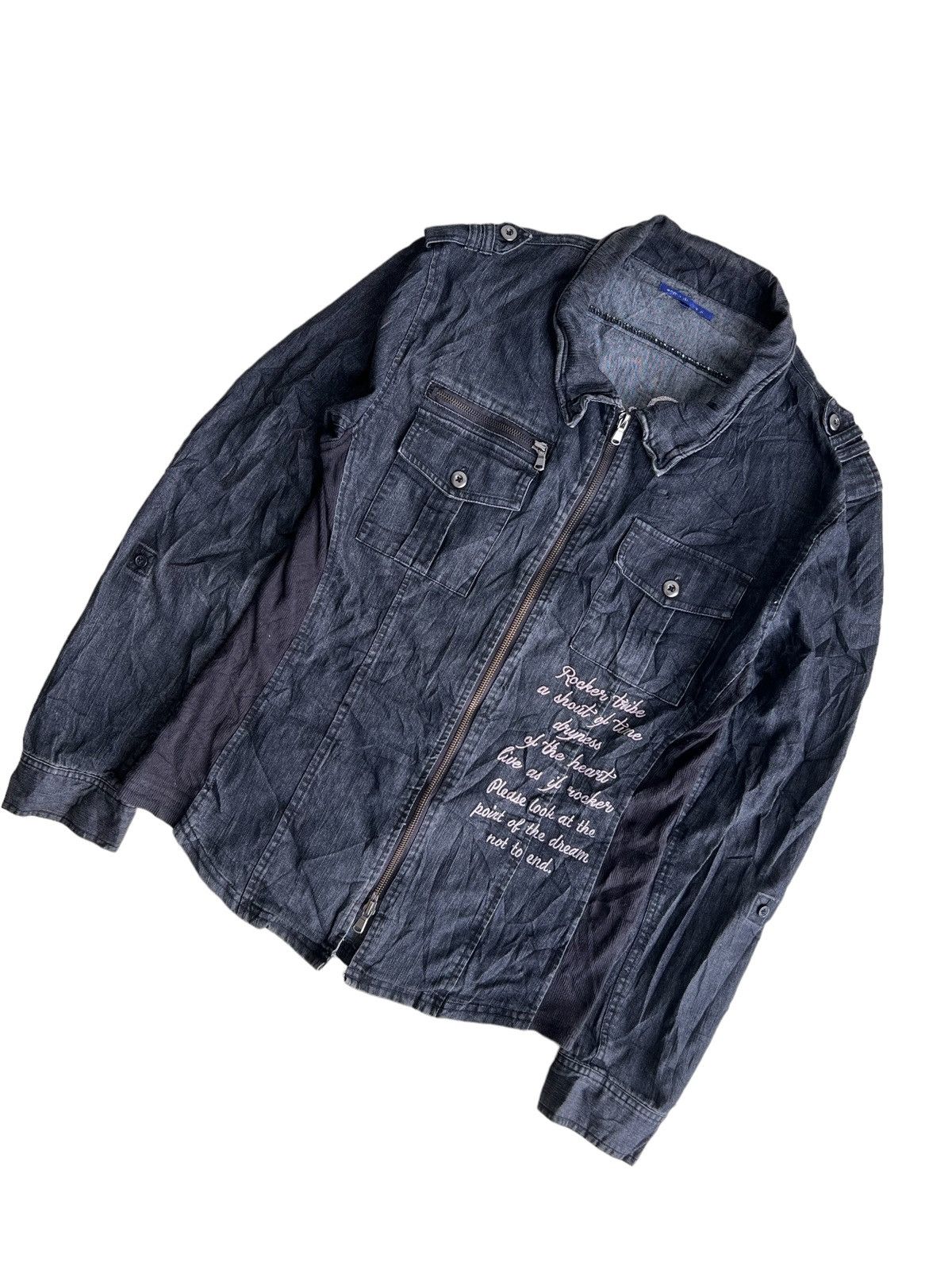 KMRii Semantic Design 🇯🇵 Junya Anarchy Poems Denim Shirt Jacket Size US M / EU 48-50 / 2 - 2 Thumbnail