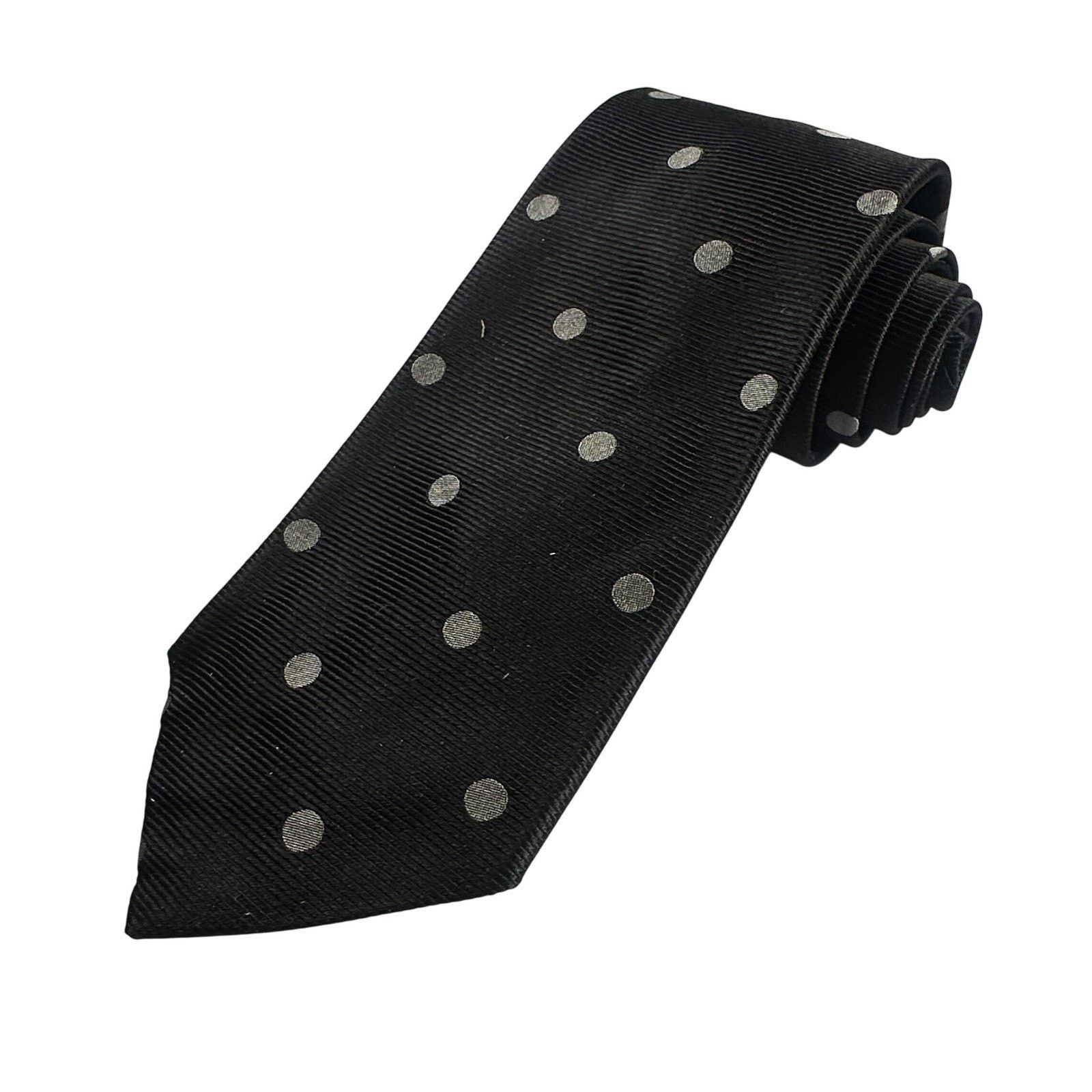 Paul Fredrick Paul Fredrick Mens Black Polka Dot Silk Tie NWT Size ONE SIZE - 2 Thumbnail
