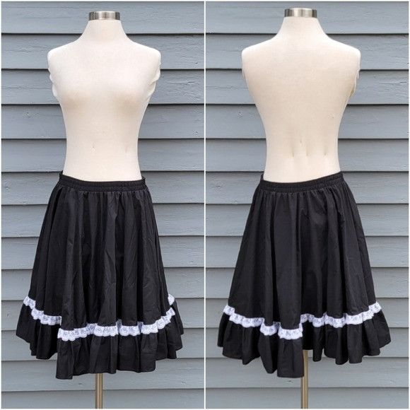 Vintage Vintage 70s Malco Modes Black Full Circle Square Dancing Ruf Size 30" / US 8 / IT 44 - 1 Thumbnail