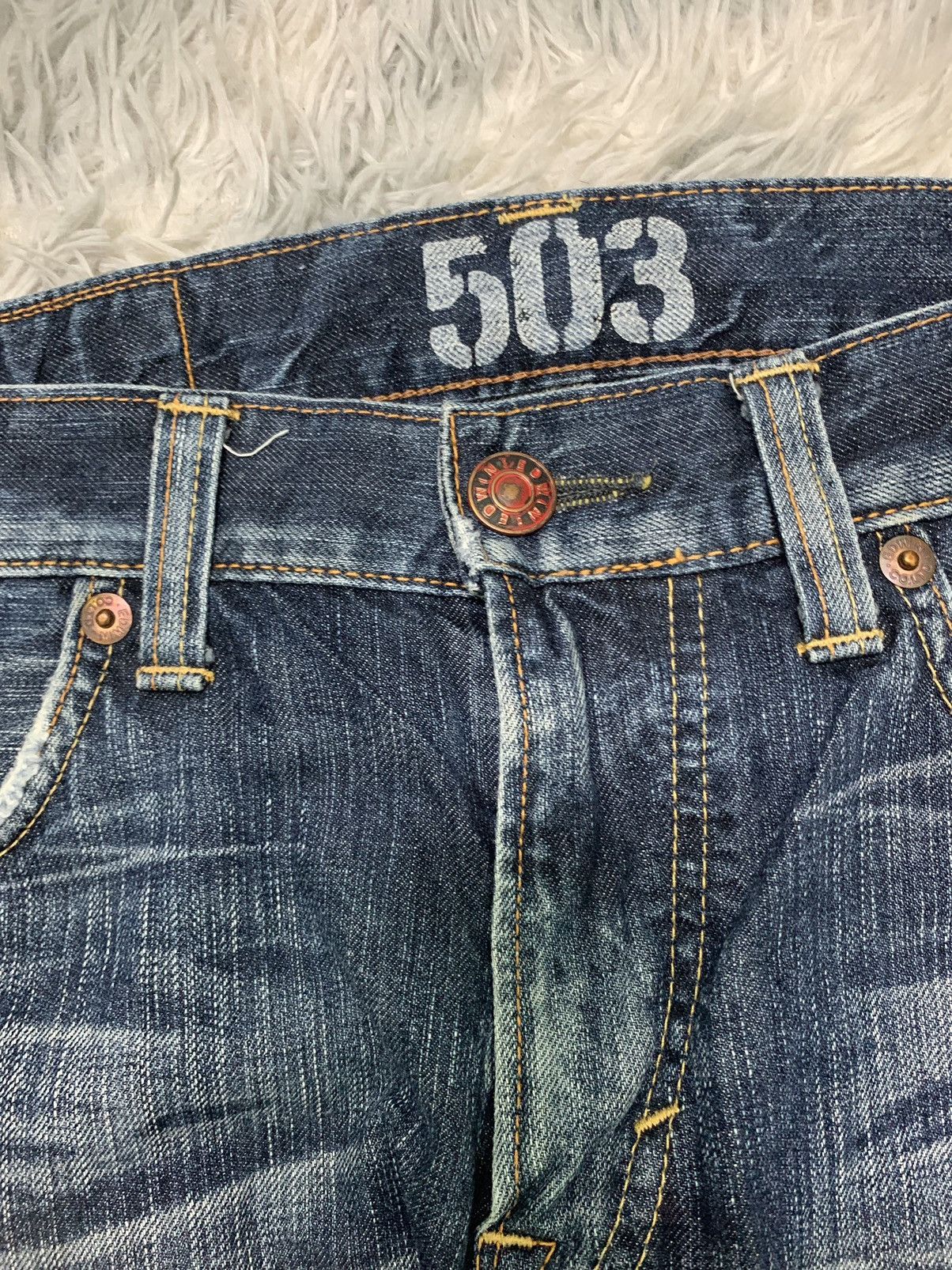 Edwin × Japanese Brand 90s EDWIN BLUE TRIP BAGGY STYLE DISTRESSED PANT Size US 36 / EU 52 - 6 Thumbnail