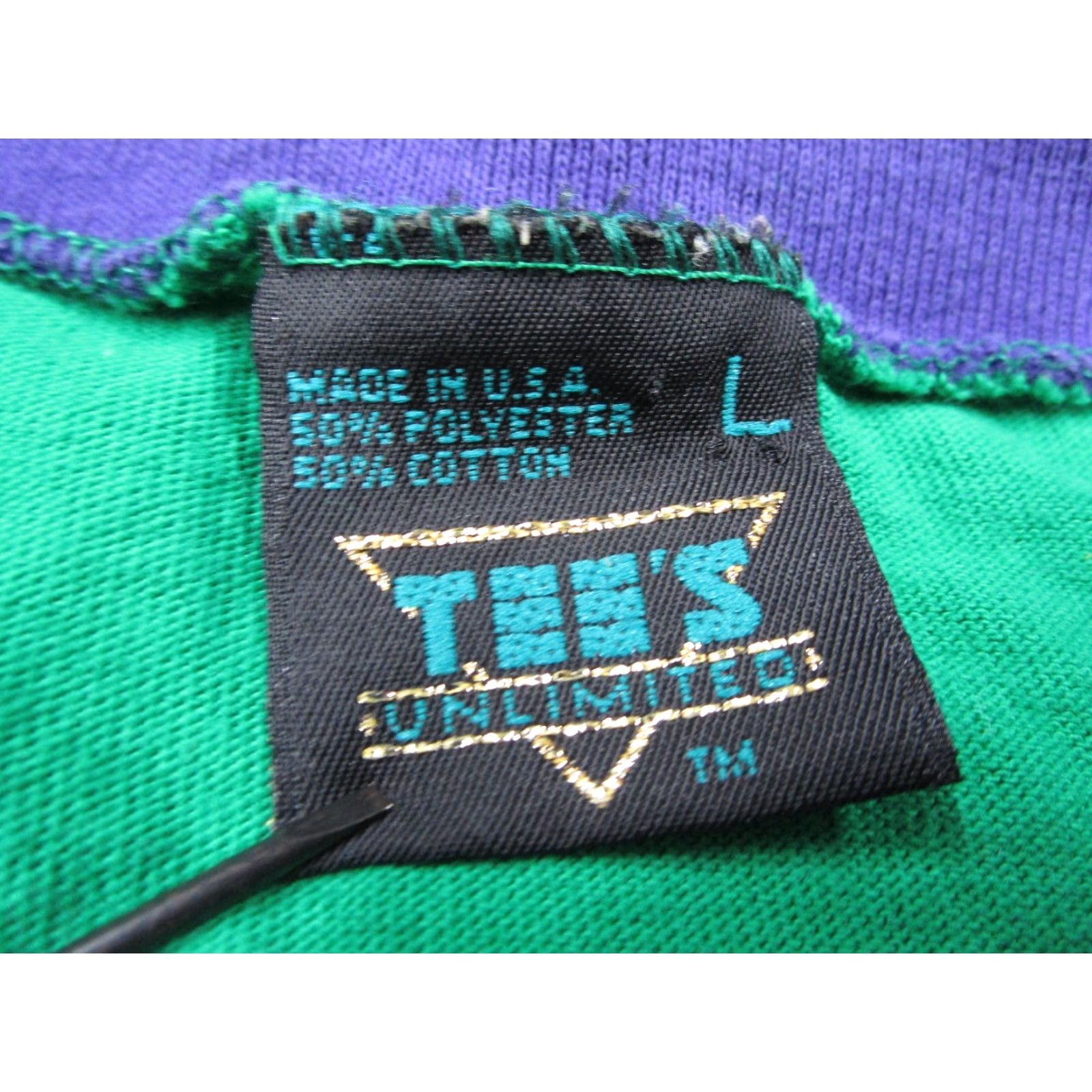 Vintage VINTAGE Tee's Unlimited Mardi Gras Shirt Mens Large Green Party Time Madness Graphic Layered 90s Size US L / EU 52-54 / 3 - 2 Thumbnail