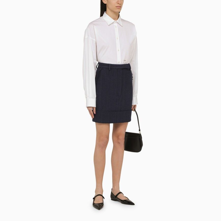 Thom Browne o1d2blof1024 Cotton-Blend Mini Skirt in Navy Blue Size 28" / US 6 / IT 42 - 2 Thumbnail
