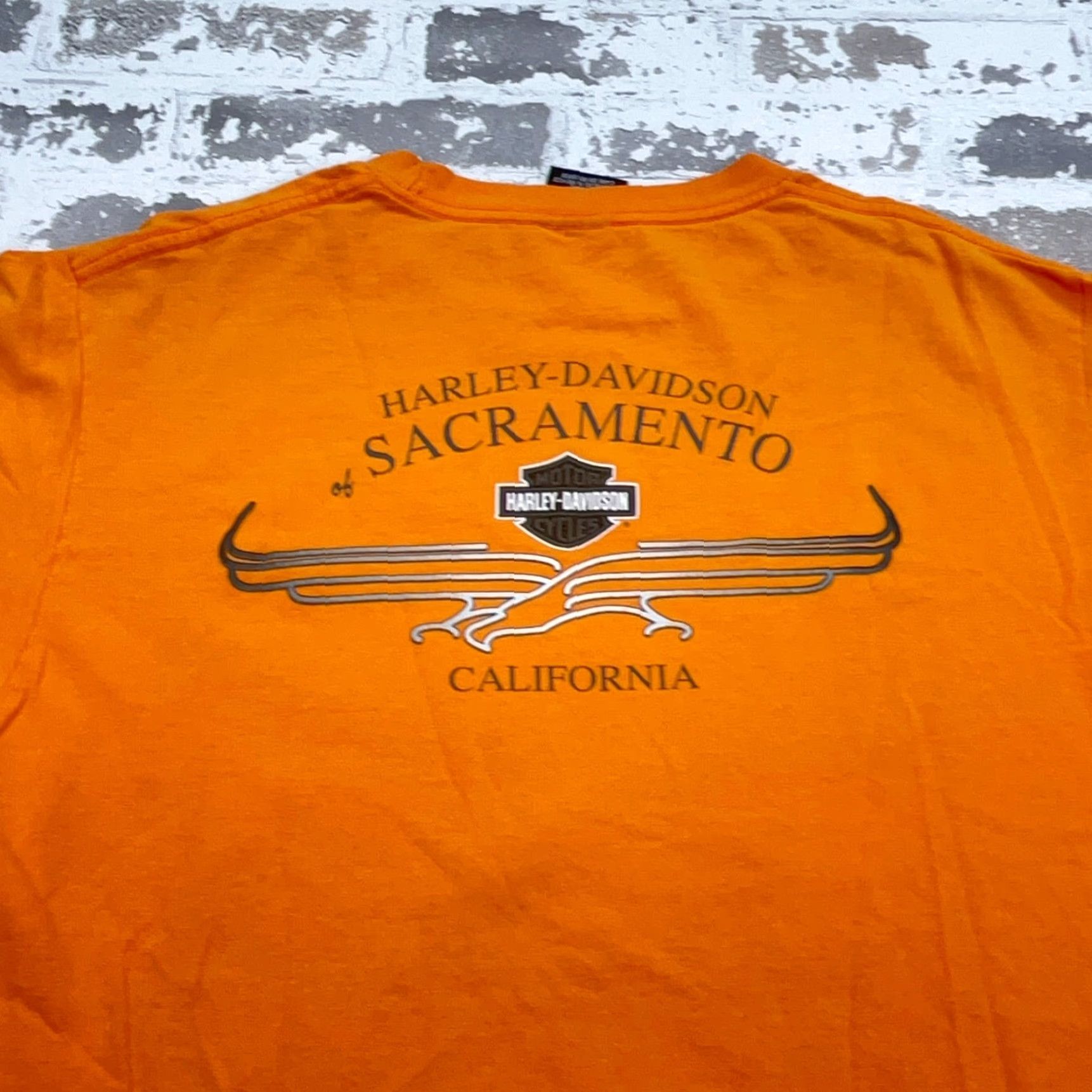 Harley Davidson VINTAGE Harley-Davidson Shirt Men Large Orange Tee Motorcycle Biker Y2K 00s RR* Size US L / EU 52-54 / 3 - 4 Thumbnail