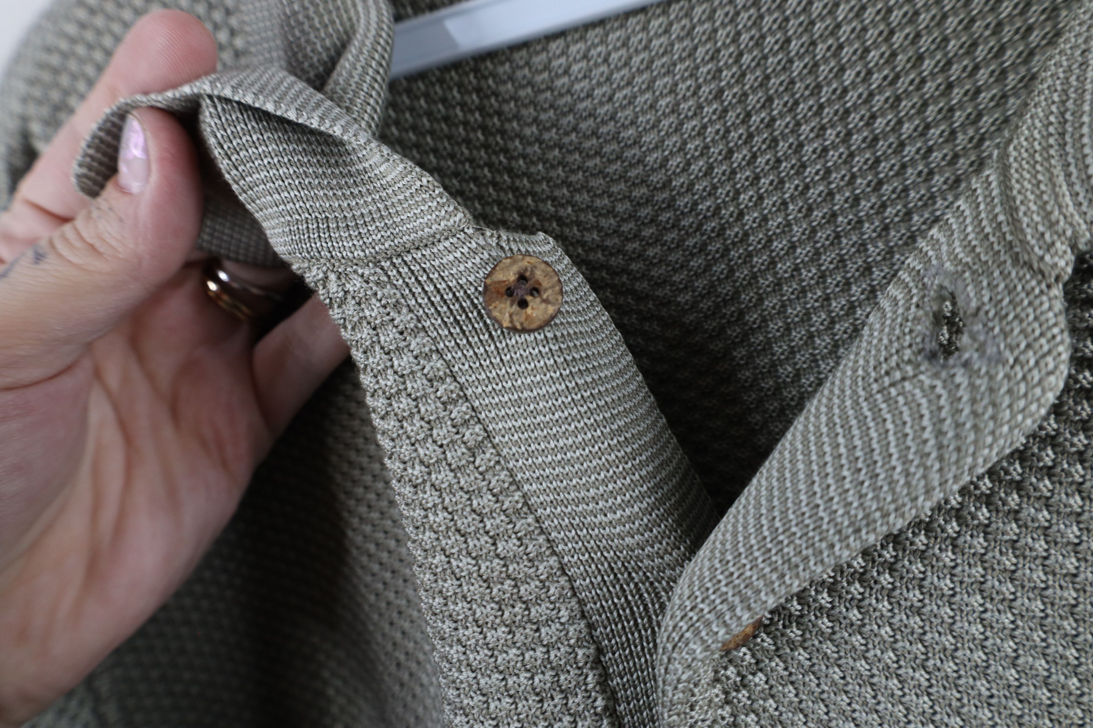 Tommy Bahama × Vintage Vintage 90s Tommy Bahama Waffle Knit Long Sleeve Polo Size US L / EU 52-54 / 3 - 4 Thumbnail