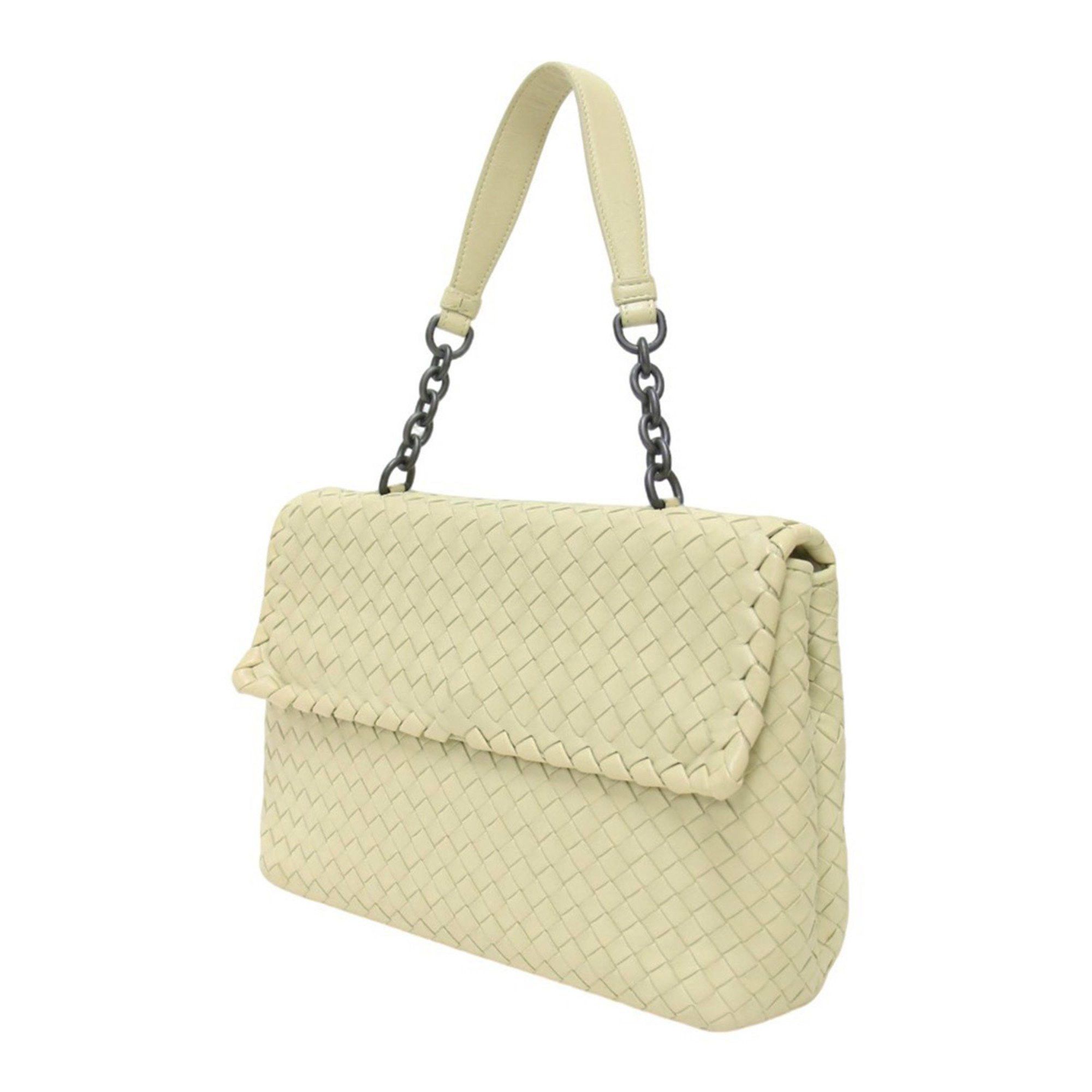 Bottega Veneta Beige Olympia Intrecciato Shoulder Bag Olimpia Intrecciato Flap Chain Mesh Lambskin Leather, Women's