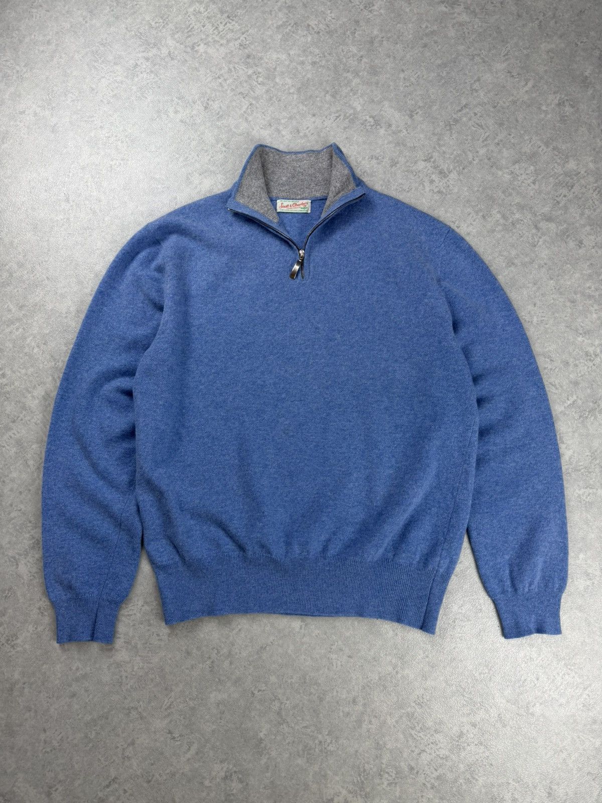 Scott & Charters Scott & Charters Lambswool 1/4 Zip Sweater Blue Size 44 Size US S / EU 44-46 / 1 - 1 Thumbnail
