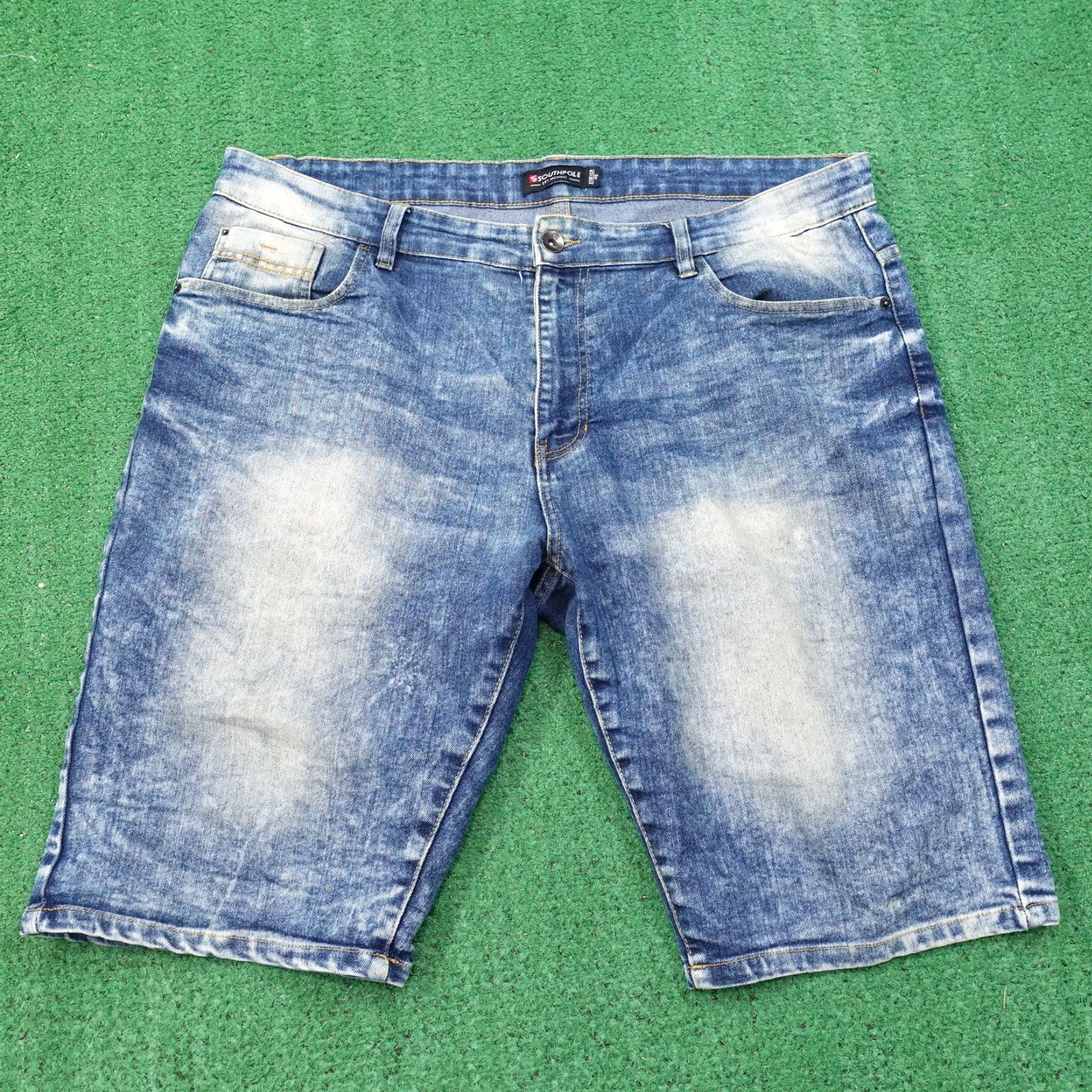 Southpole VINTAGE SOUTHPOLE DENIM SHORTS MENS 40 STRETCH JORTS BLUE 12 INSEAM 00s Y2K Shorts Mens 40 Blue Denim Short Casual Vintage Size US 40 / EU 56 - 2 Thumbnail