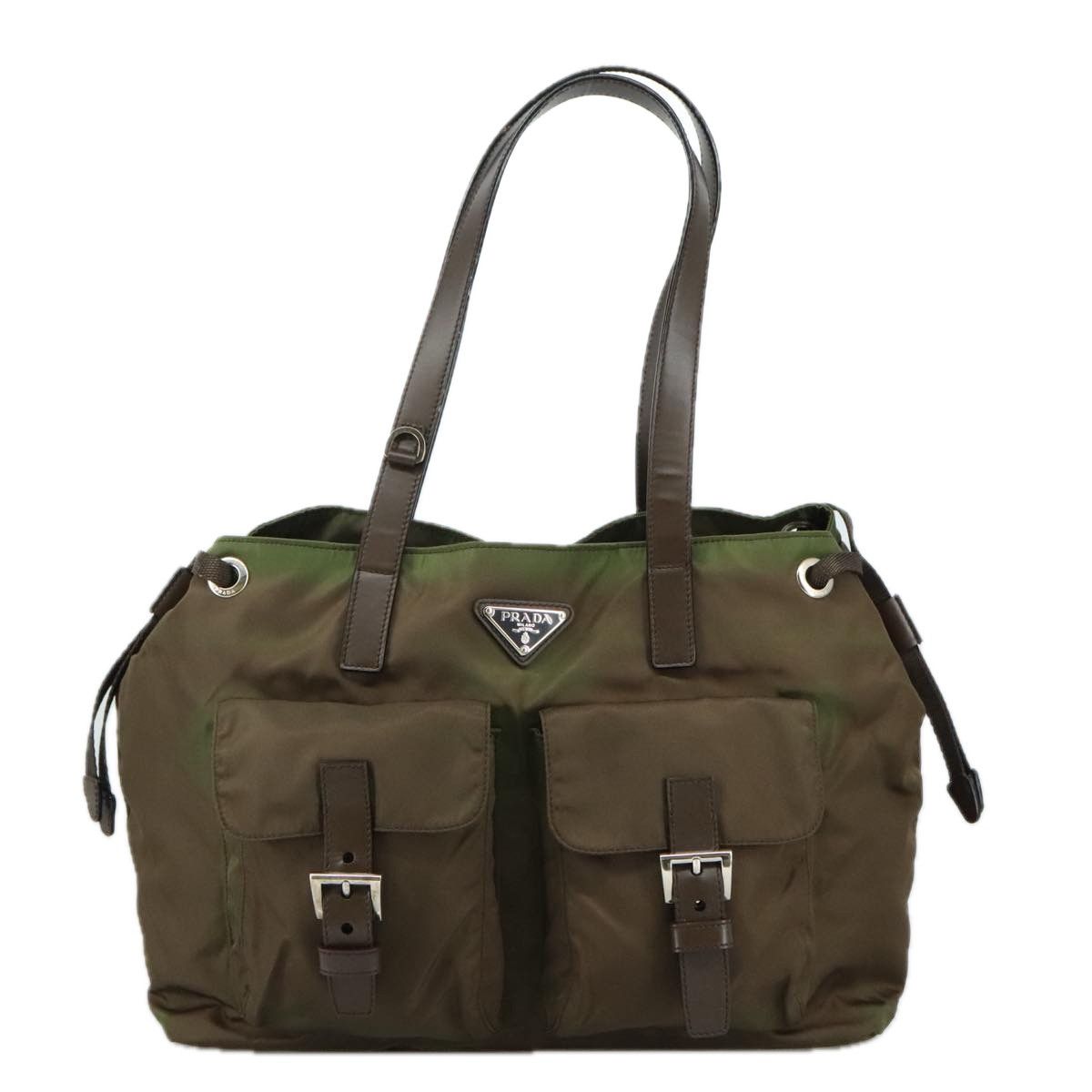 Prada Tessuto Khaki Synthetic Tote Bag (Pre-Owned) Size ONE SIZE - 1 Thumbnail