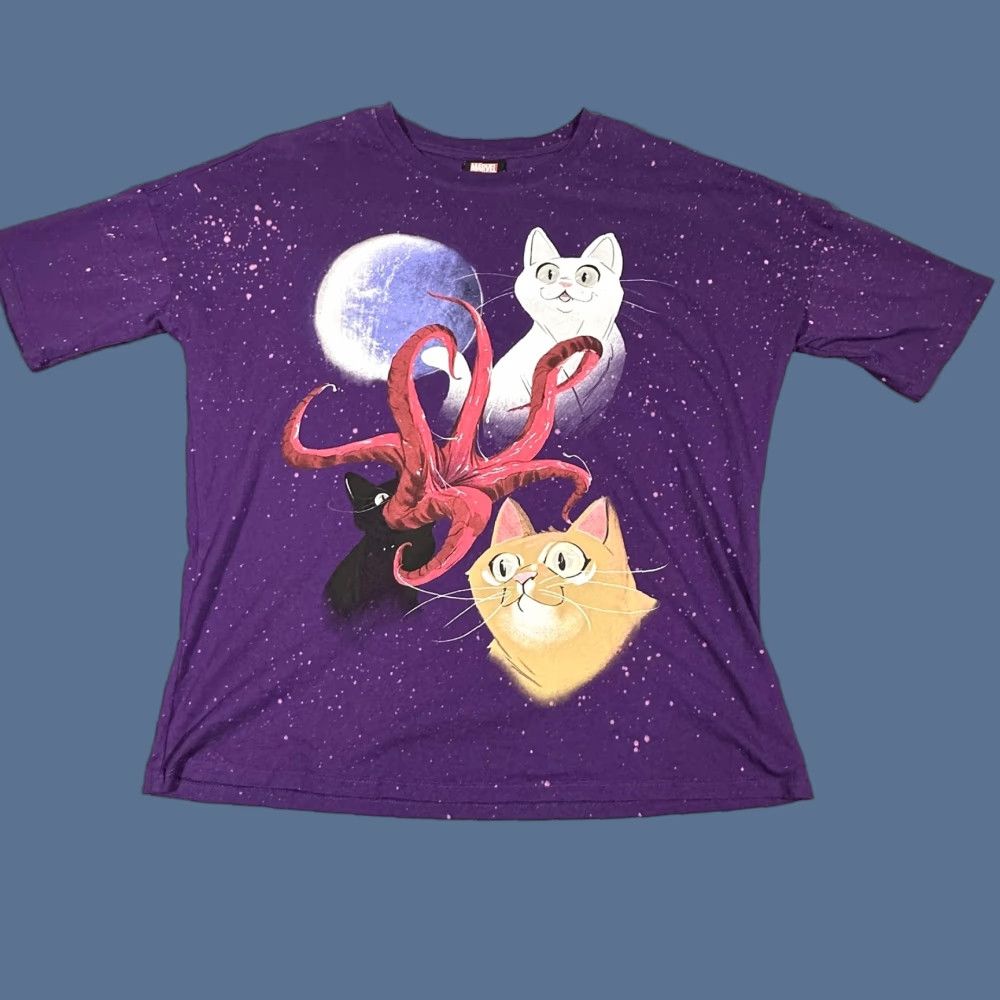 Vintage Marvel Flerkittens Cat Graphic T-Shirt Womens Medium Purple Space Superhero Size M / US 6-8 / IT 42-44 - 1 Thumbnail