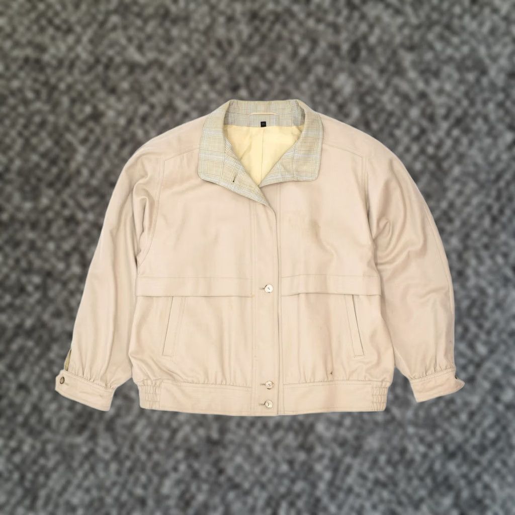 Vintage VINTAGE Womens Bomber Jacket Large Beige Viscose EU 44 Size L / US 10 / IT 46 - 1 Thumbnail