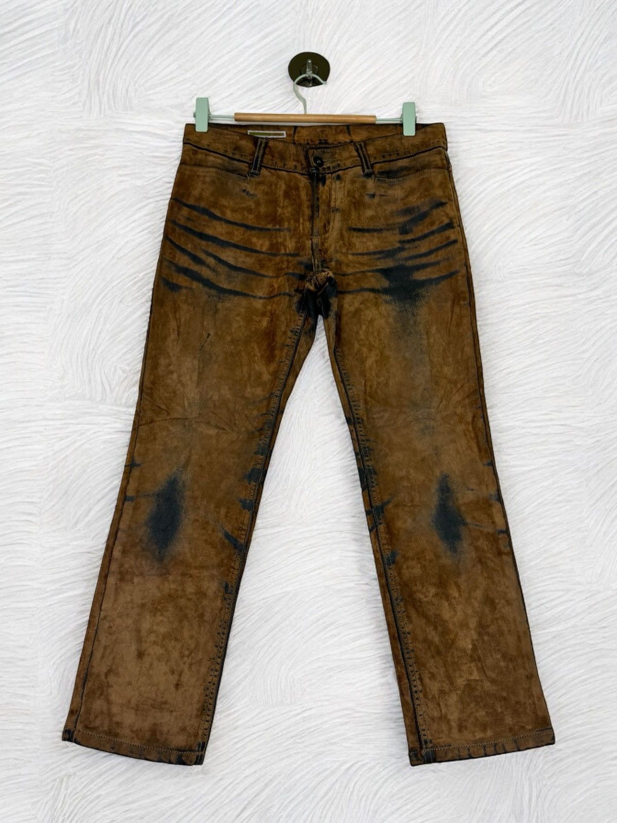 Tornado Mart VINTAGE E.BLUE RAINBOW CLAW MARKS BROWN DISTRESSED JEAN Size US 29 - 1 Thumbnail