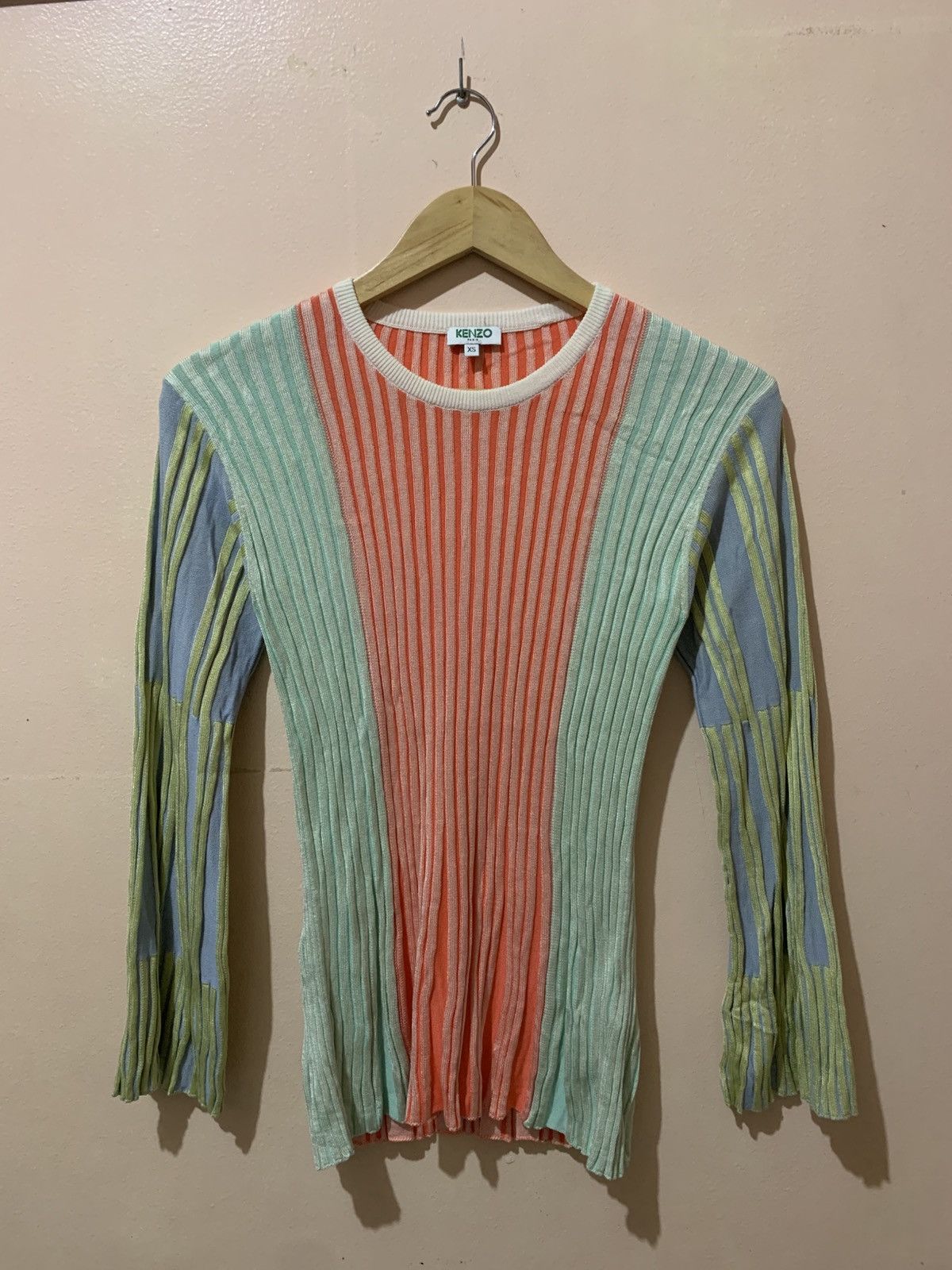 Kenzo Kenzo - Color Block - Ribbed Bell Sleeve - Sweater Size XS / US 0-2 / IT 36-38 - 6 Thumbnail
