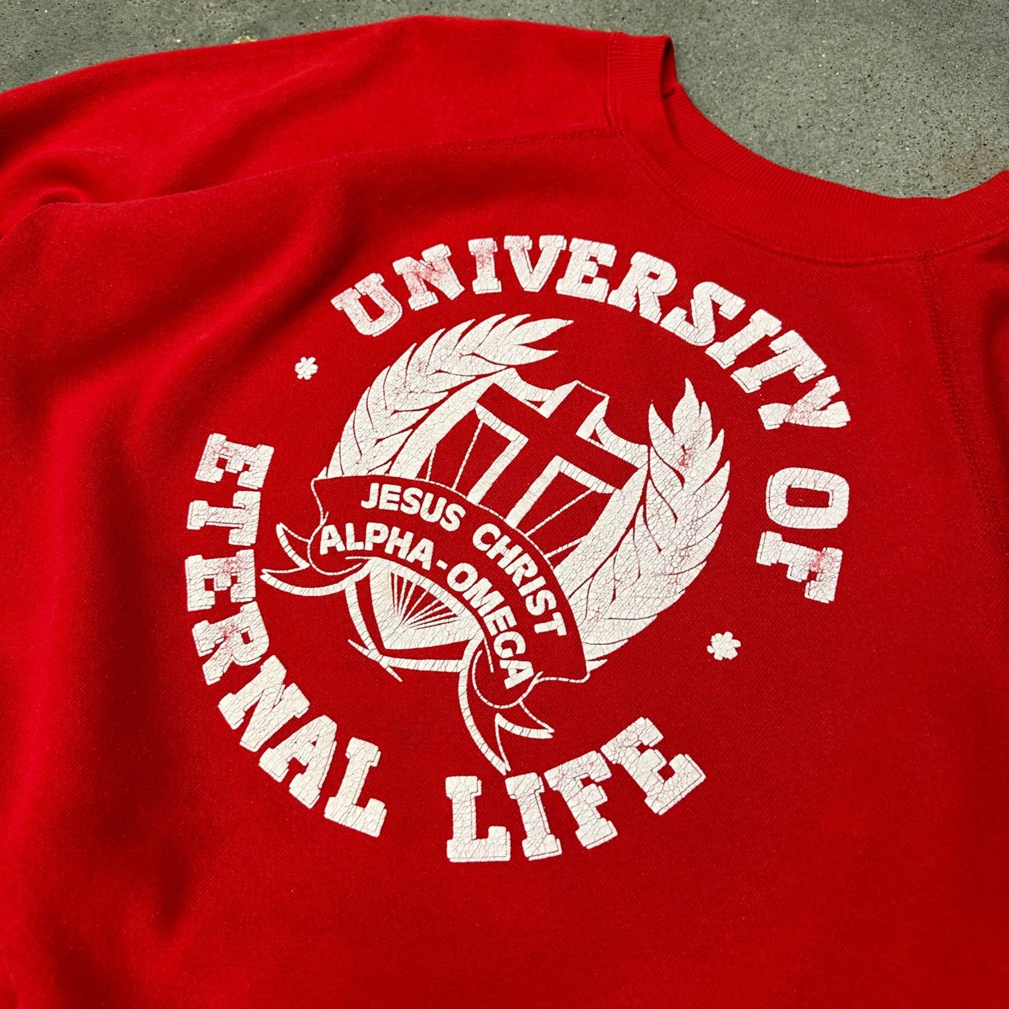Vintage Vintage 80s University Of Eternal Life Jesus Christ Sweatshi Size US L / EU 52-54 / 3 - 2 Thumbnail