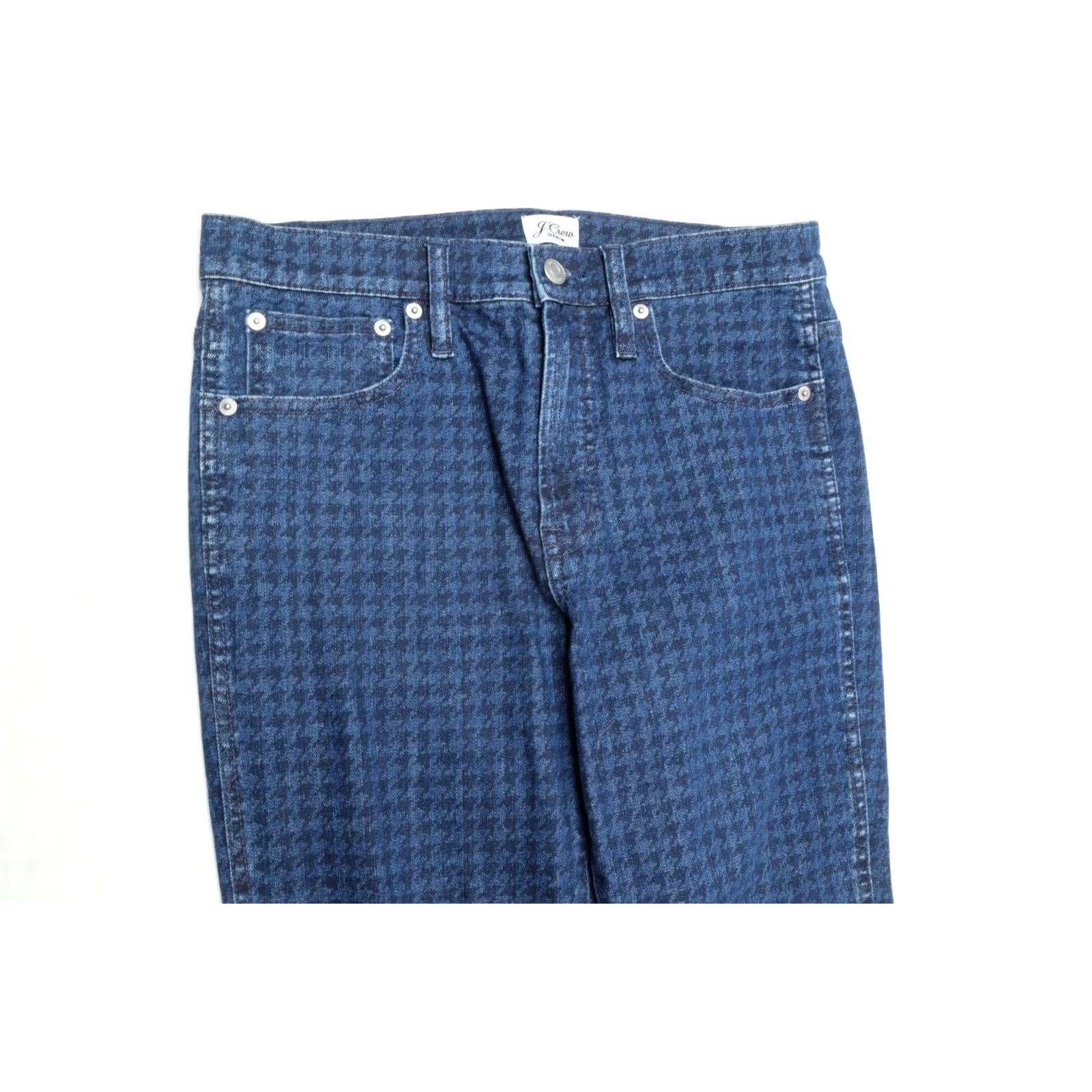J.Crew J.Crew Vintage Straight Jeans 28 Blue Houndstooth High Rise Slim Stretch Womens Size 28" / US 6 / IT 42 - 2 Thumbnail