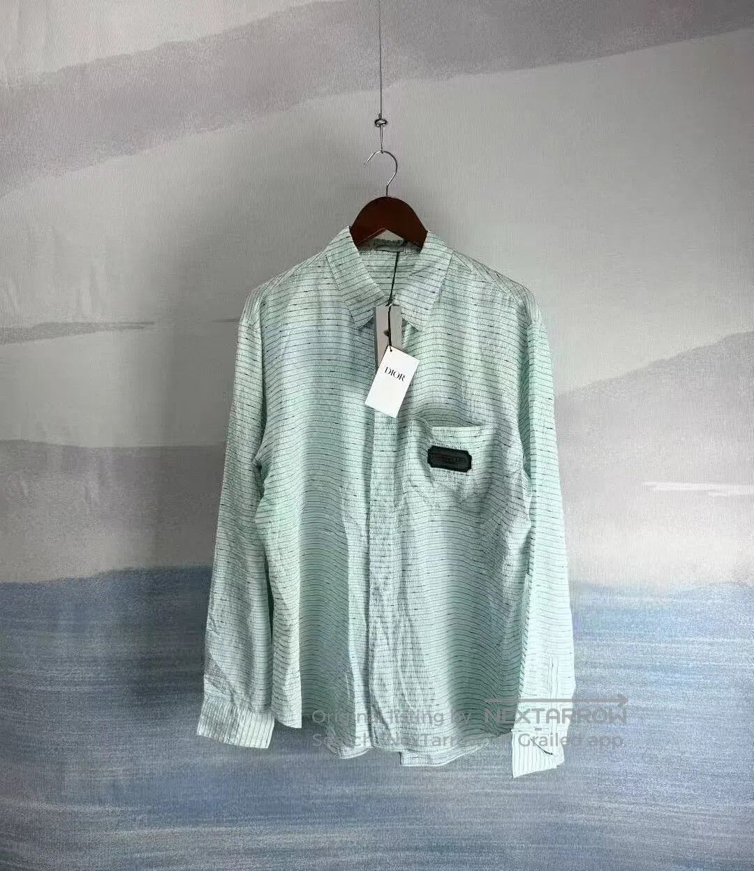 Dior Dior size 43 Mint Green Lettering Silk Shirt| Size US M / EU 48-50 / 2 - 1 Thumbnail