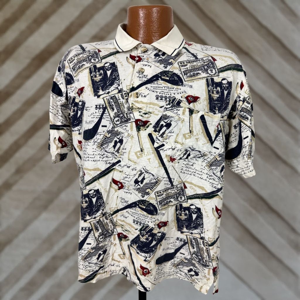 Vintage VINTAGE Penguin Polo Shirt Men Medium 90s Golf Graphic Retro Cotton Ivory Size US M / EU 48-50 / 2 - 1 Thumbnail