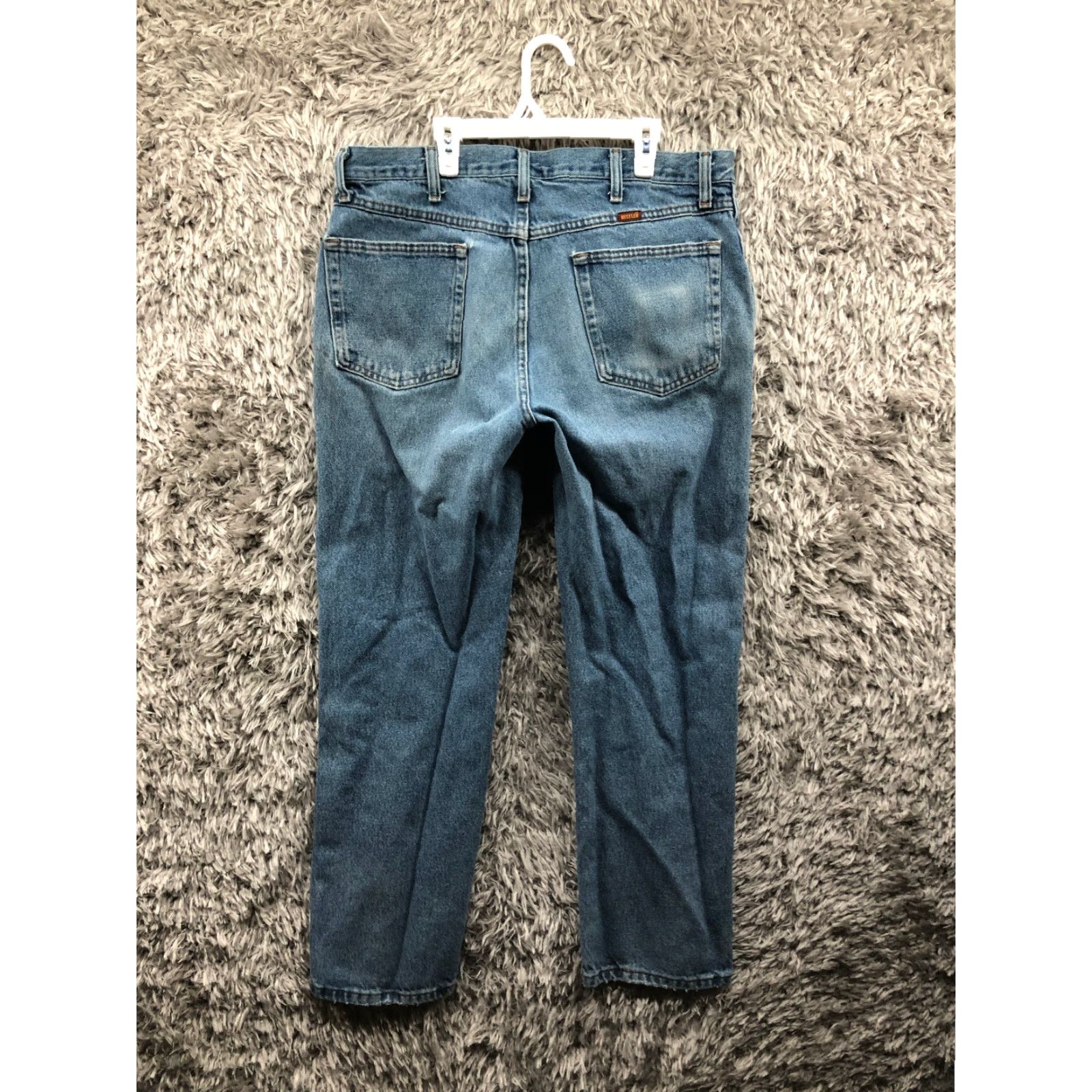 Denime Rustler Jeans 36x30 Mens Mid Rise Straight Leg Dark Wash Blue Denim Jeans Size US 36 / EU 52 - 5 Thumbnail