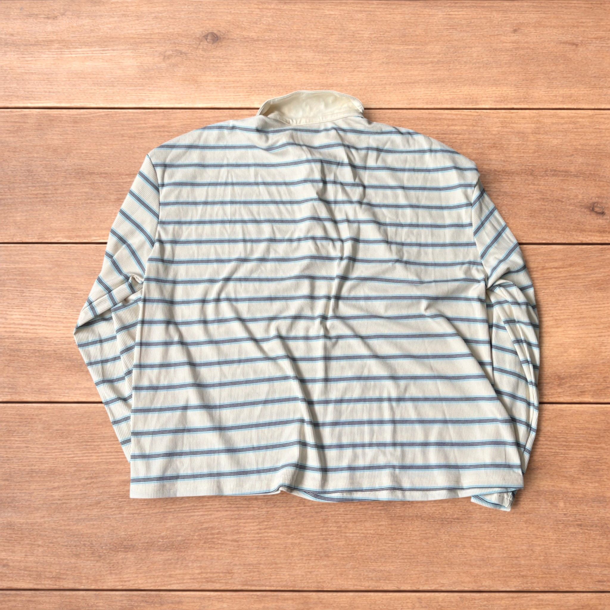 Japanese Brand Relaxed fit striped rugby polo sweatshirt jumper in cream. Size US M / EU 48-50 / 2 - 2 Thumbnail