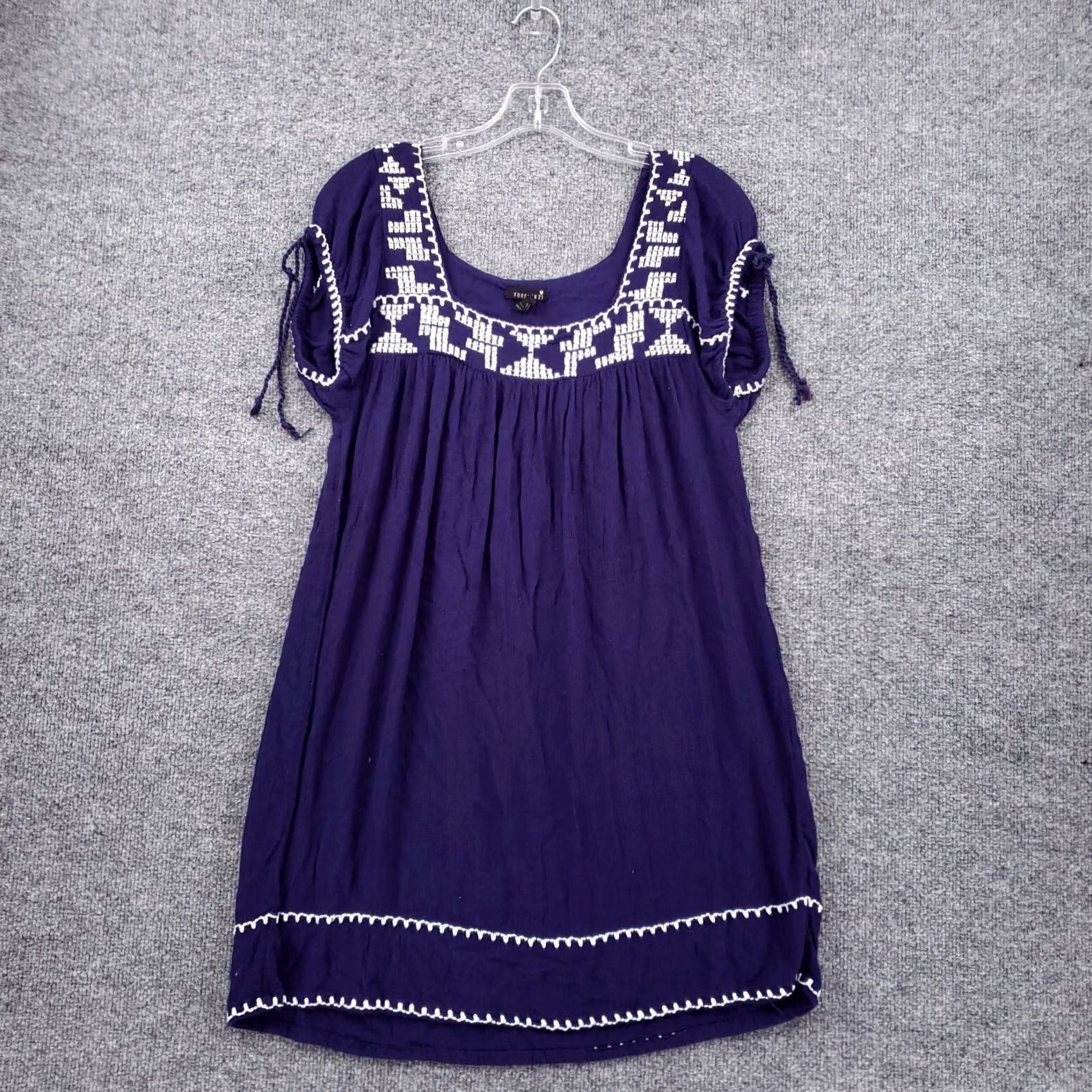 Forever 21 FOREVER 21 Dress Women S Blue Mini Sundress Embroidered Square Neck Summer Size S / US 4 / IT 40 - 2 Thumbnail