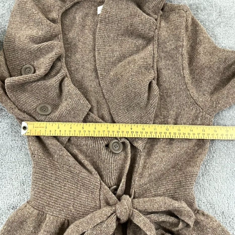 Anthropologie CHARLIE & ROBIN Sweater Womens Medium Brown Wool Ruffle Tie Front Anthropologie Size M / US 6-8 / IT 42-44 - 6 Thumbnail