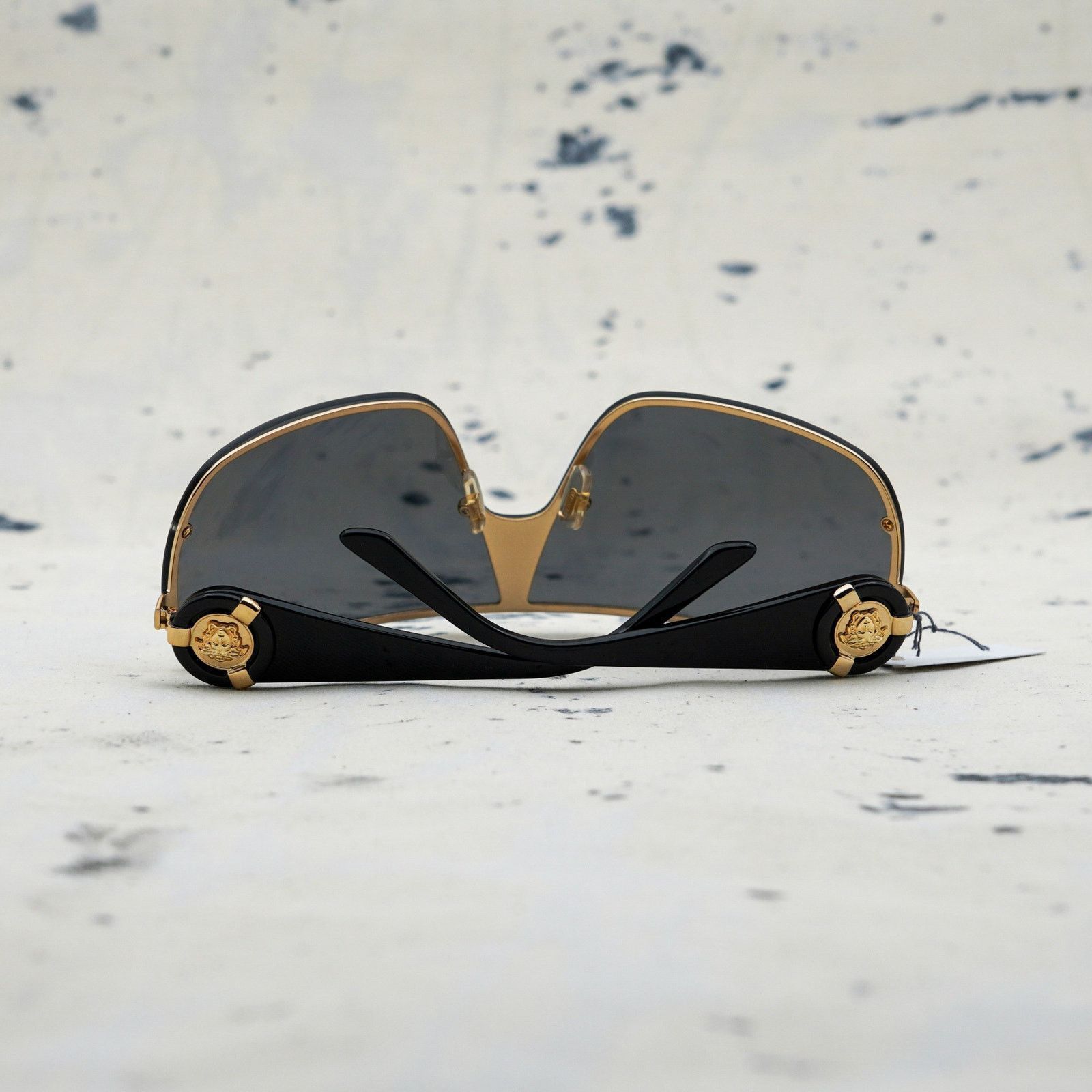 Versace mod 2126 gold medusa logo black shield sunglasses