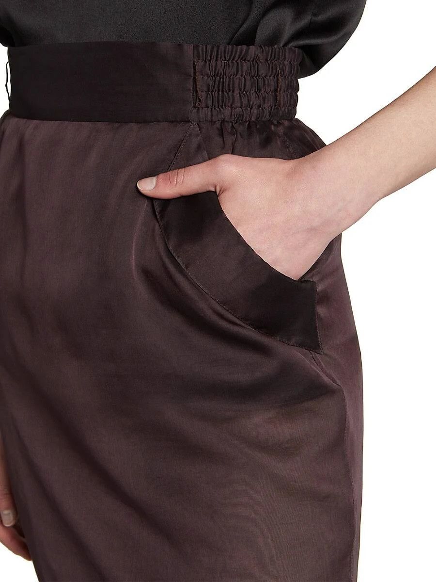 Saint Laurent Paris o1s1wg110924 Pencil Skirt in Silk Muslin in Dark Brown Size 26" / US 2 / IT 38 - 6 Thumbnail