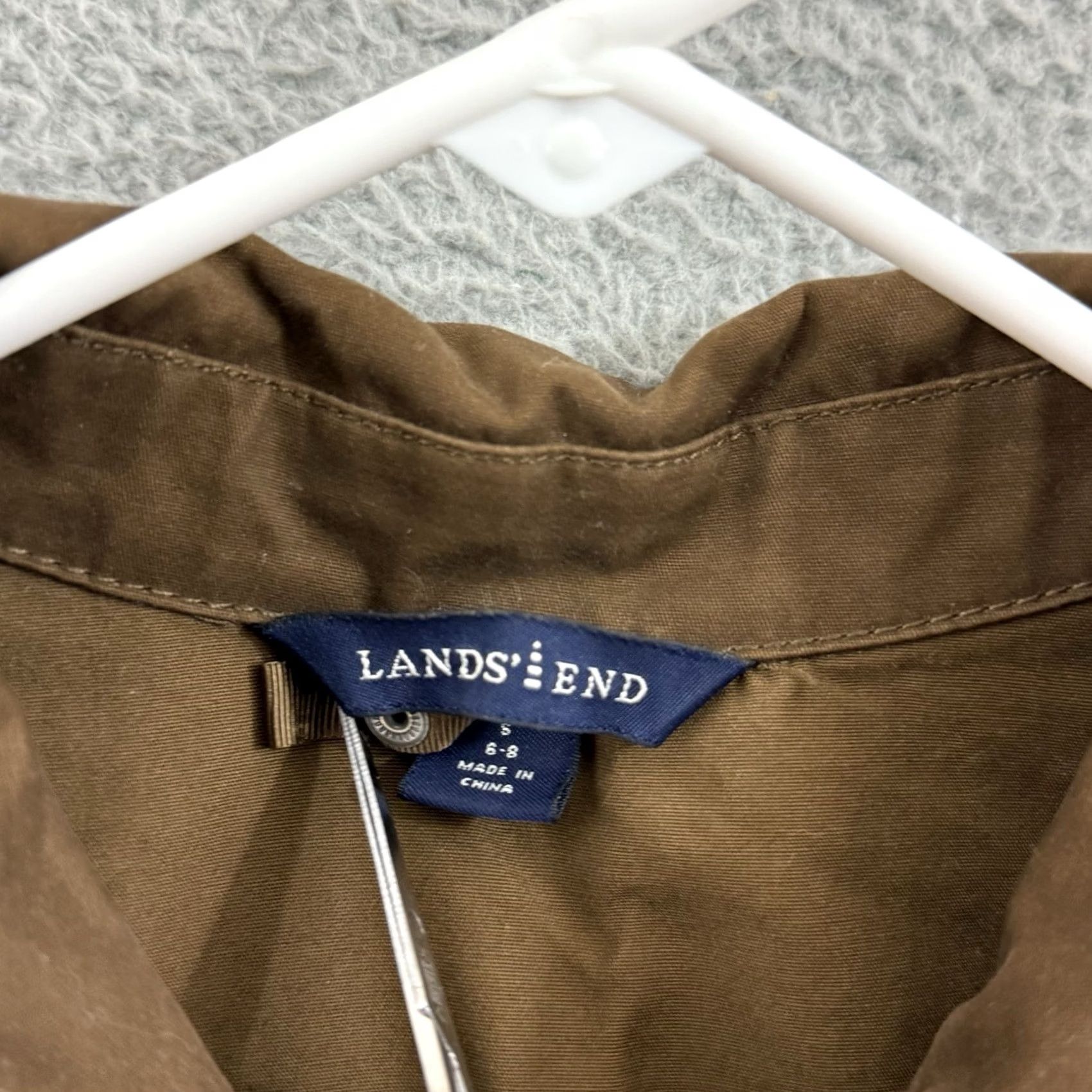 Lands' End Lands' End Jacket Womens Small Brown Waxed Chore Utility Button Outdoor Barn Cotton Canvas Belted Lined Mid-Length Long Sleeve Classic Fit Size S / US 4 / IT 40 - 7 Thumbnail