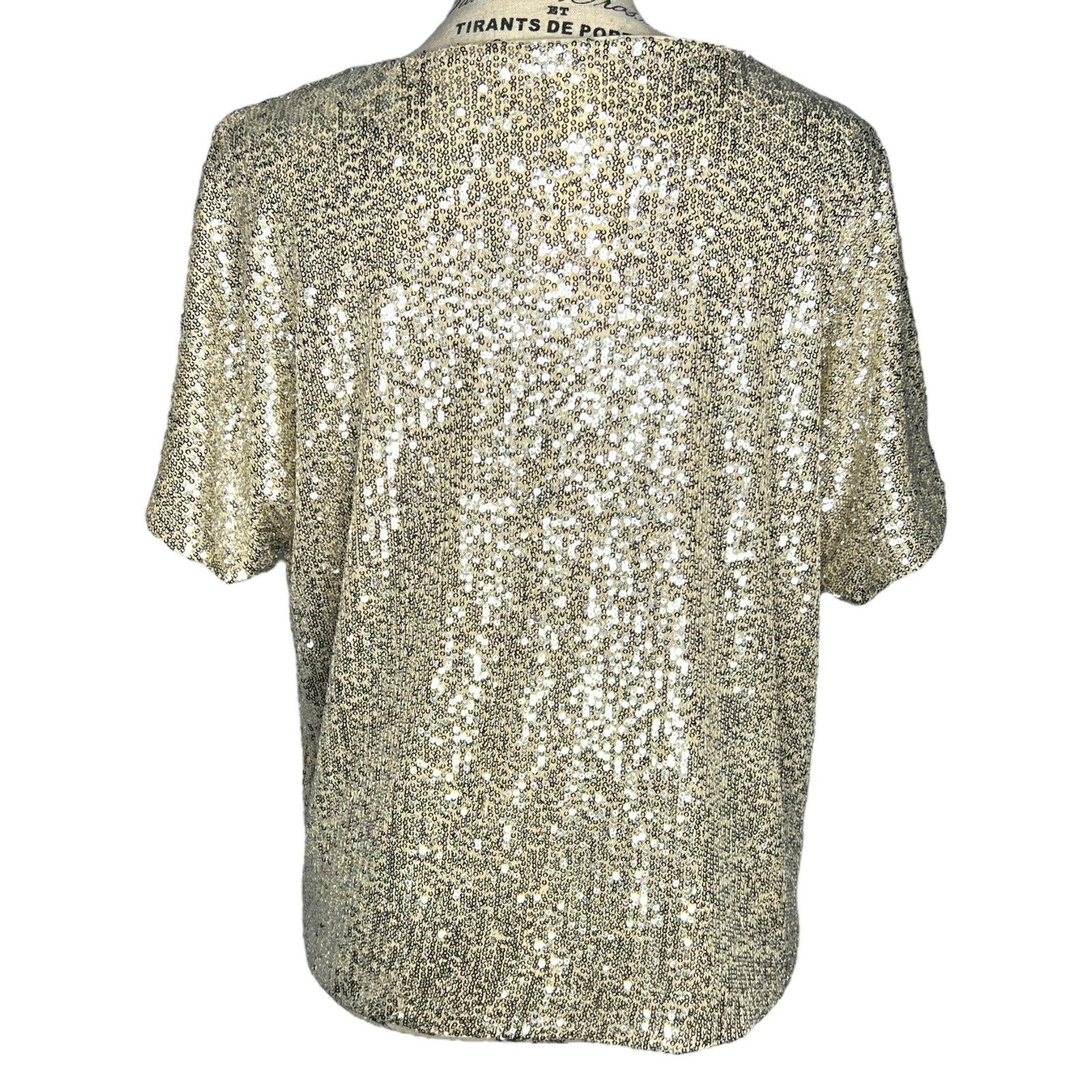H&M Sparkly Straight Cut Sequined Mesh Short Sleeve Top Blouse Size S / US 4 / IT 40 - 5 Thumbnail