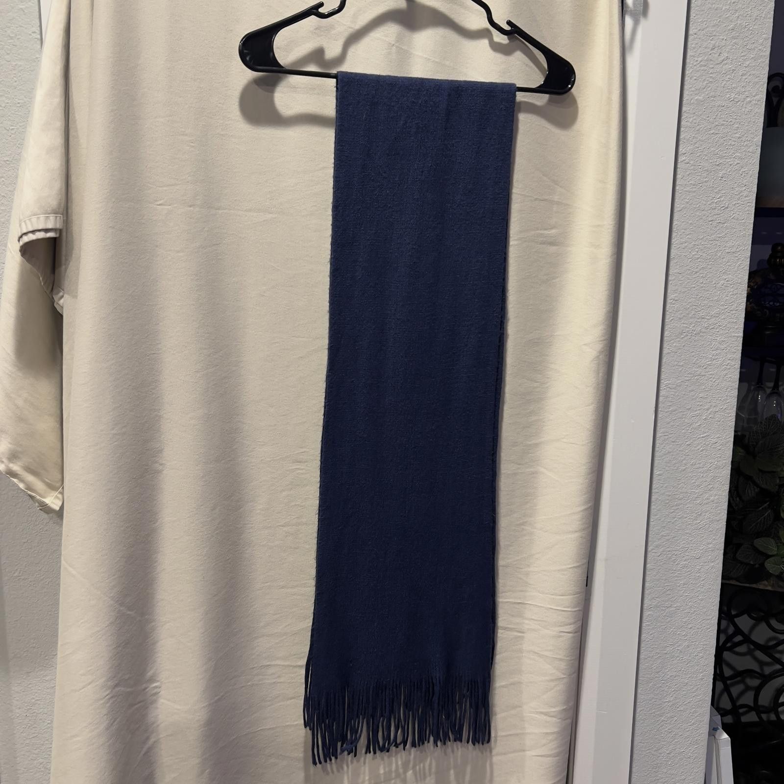 Unknown London Classic Navy Blue Fringed Scarf Size ONE SIZE - 2 Thumbnail