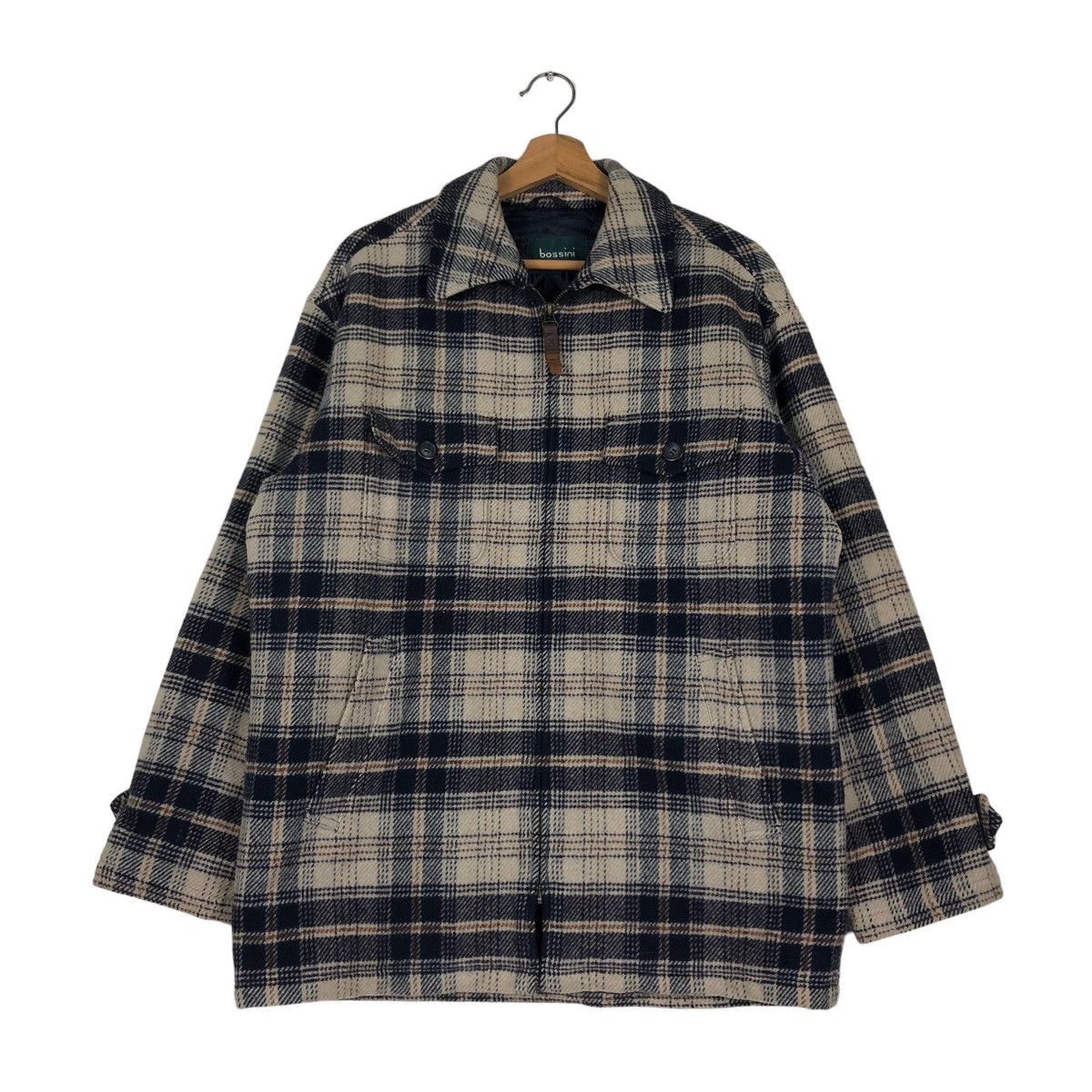 Japanese Brand 📌VINTAGE WORK CHORE ZIPPER JACKET BOSSINI TARTAN DESIGN Size US M / EU 48-50 / 2 - 3 Thumbnail