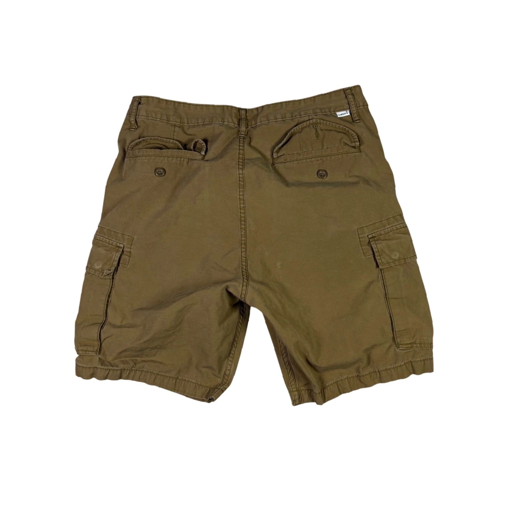 CO Levi Strauss Co Cargo Shorts Mens Size 32 Khaki Cargo Pocket 90s Vintage Brown Canvas Cotton Short) Size US 32 / EU 48 - 2 Thumbnail