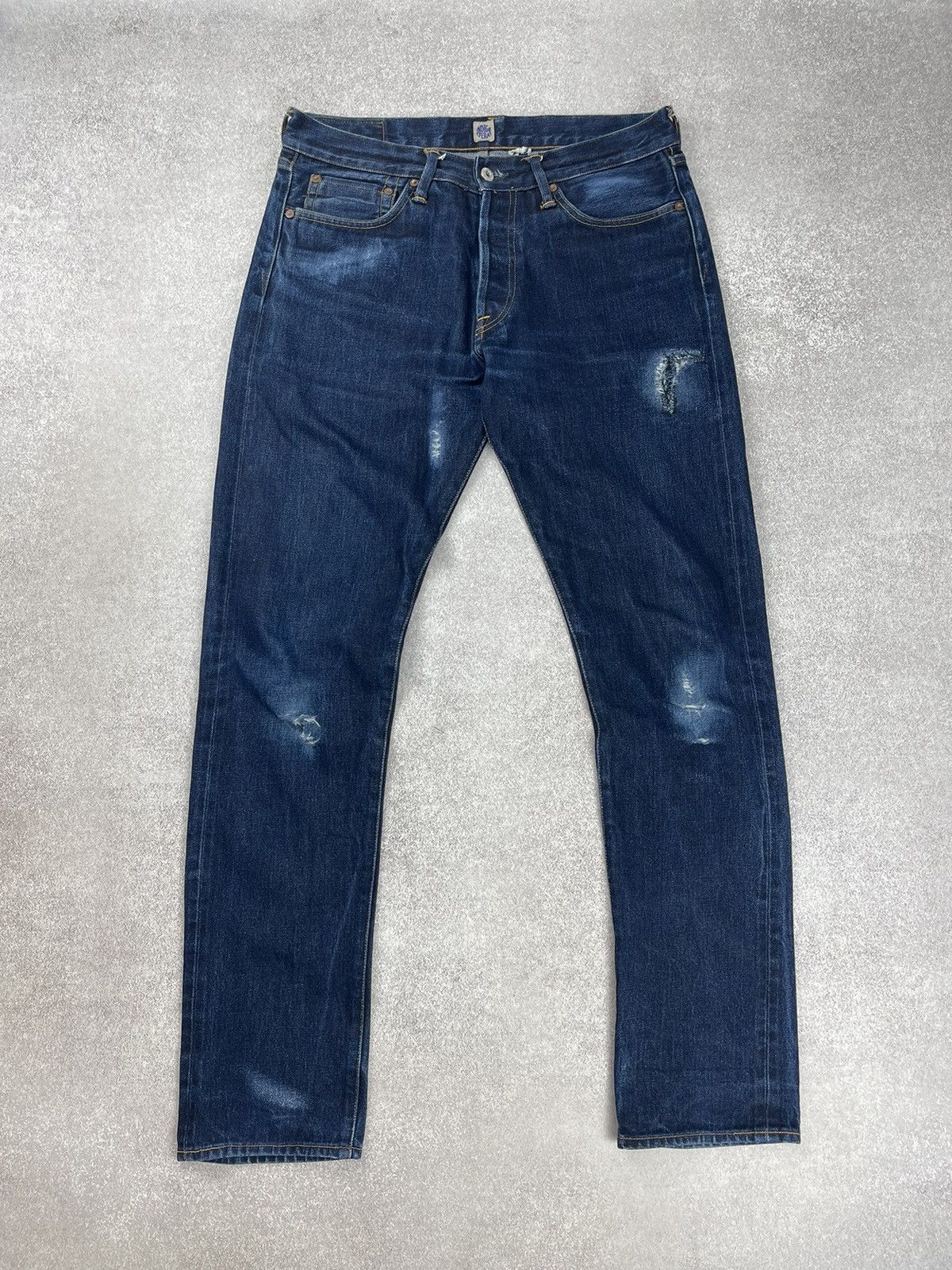Indigofera Vintage Indigofera Selvedge Distressed Denim Jeans Size 34 Size US 34 / EU 50 - 1 Thumbnail