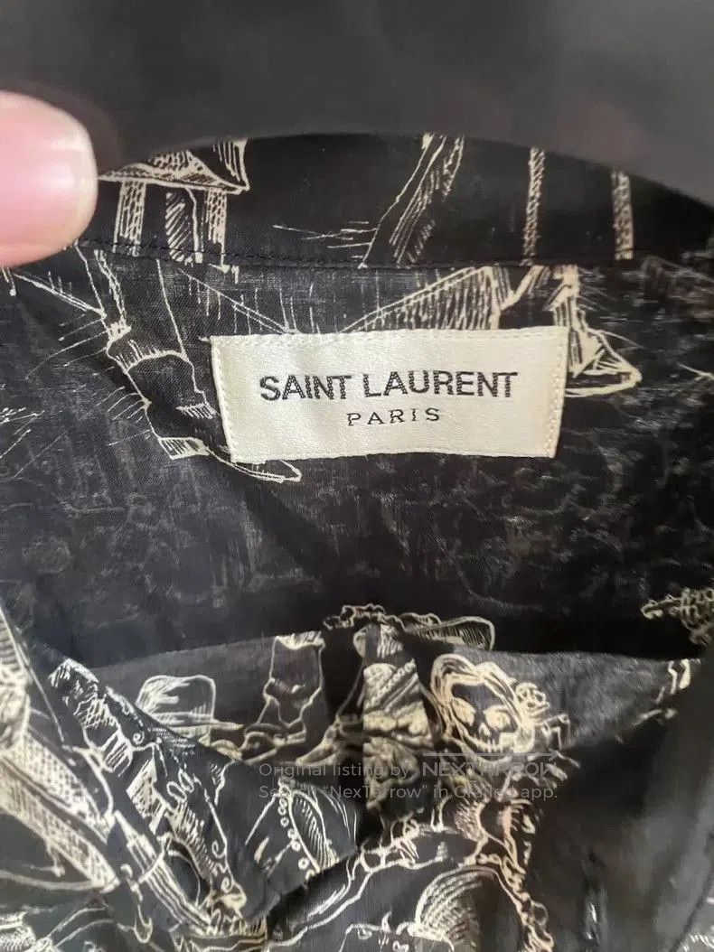 Saint Laurent Paris Saint Laurent Skull Print Short Sleeve Shirt. Size US XS / EU 42 / 0 - 3 Thumbnail