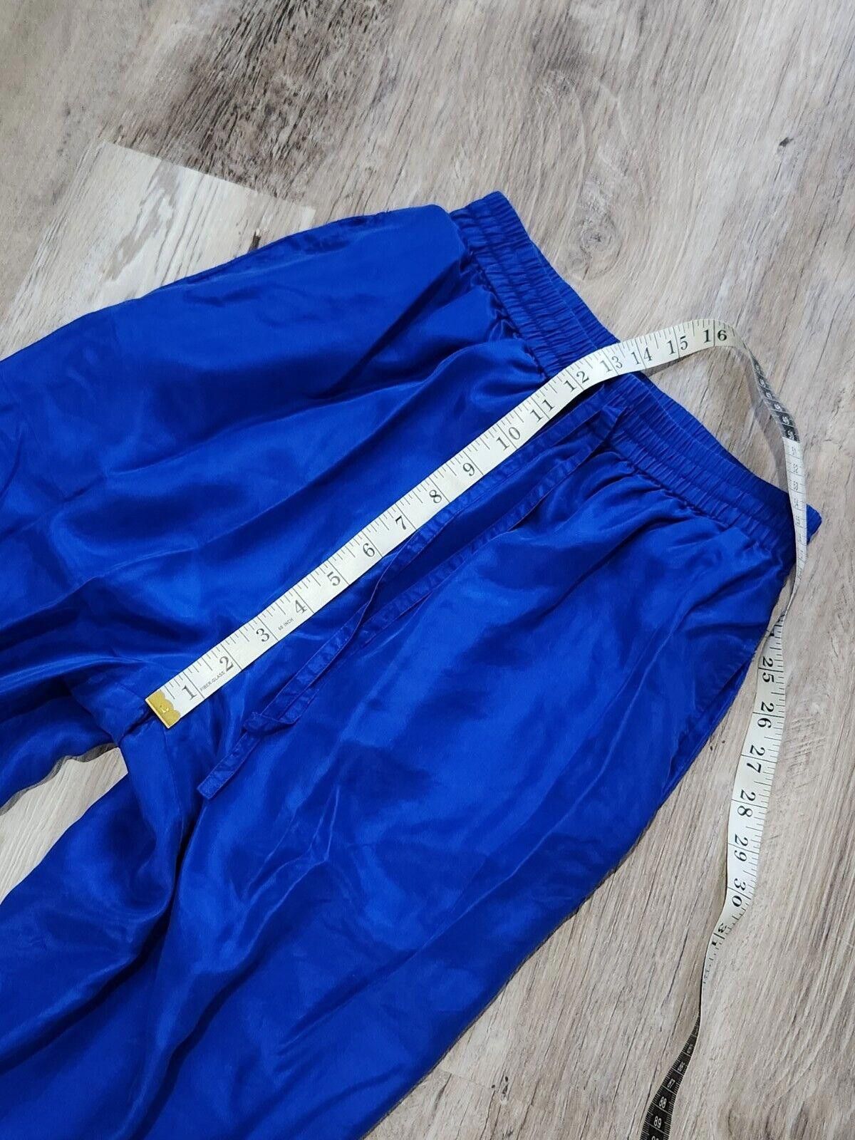 Designer Regina Porter Pants XS Blue Silk Tapered Drawstring Waist Size 26" / US 2 / IT 38 - 5 Thumbnail