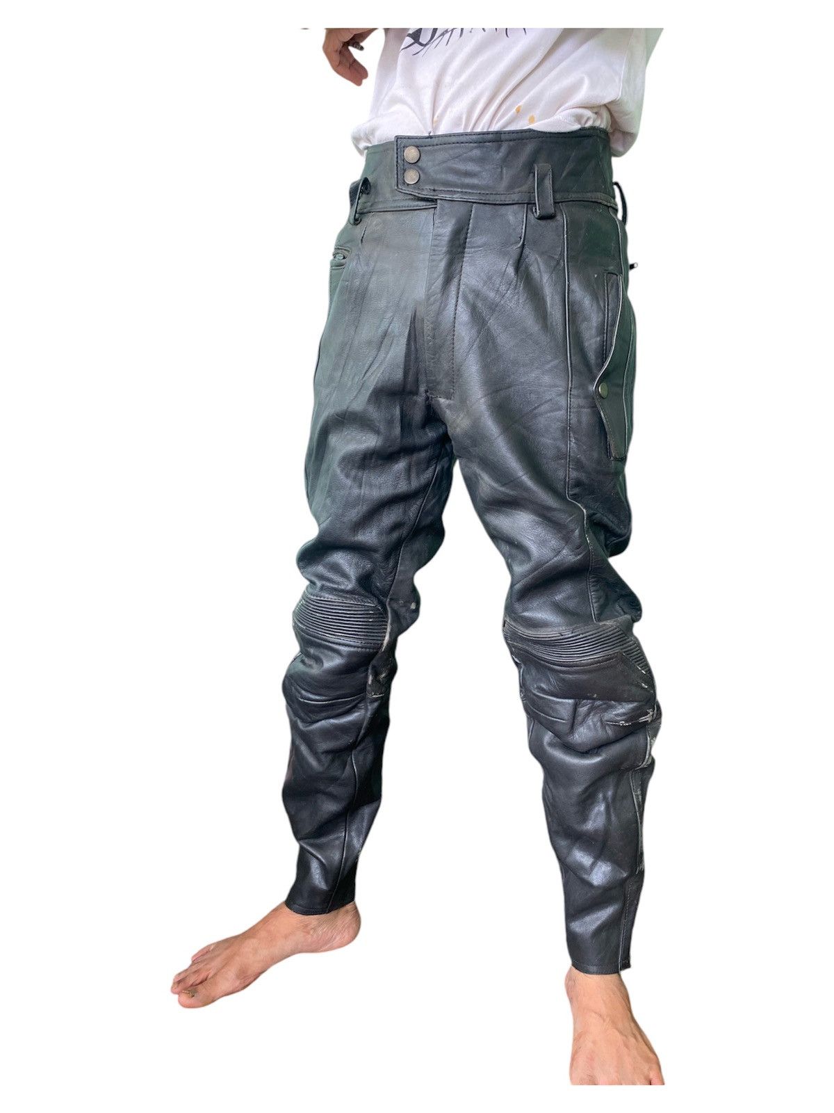 Leather Rare 🌟 Vintage Leather Biker Pants Size US 30 / EU 46 - 3 Thumbnail