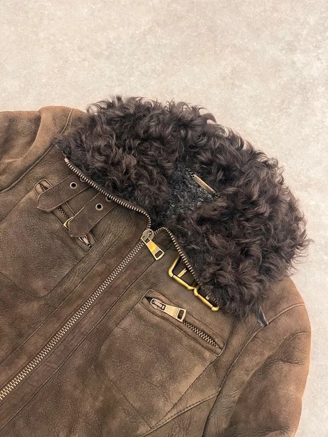 Dolce & Gabbana 2000s Dolce & Gabbana Aviator Shearling Brown Leather Jacket Size M / US 6-8 / IT 42-44 - 5 Thumbnail