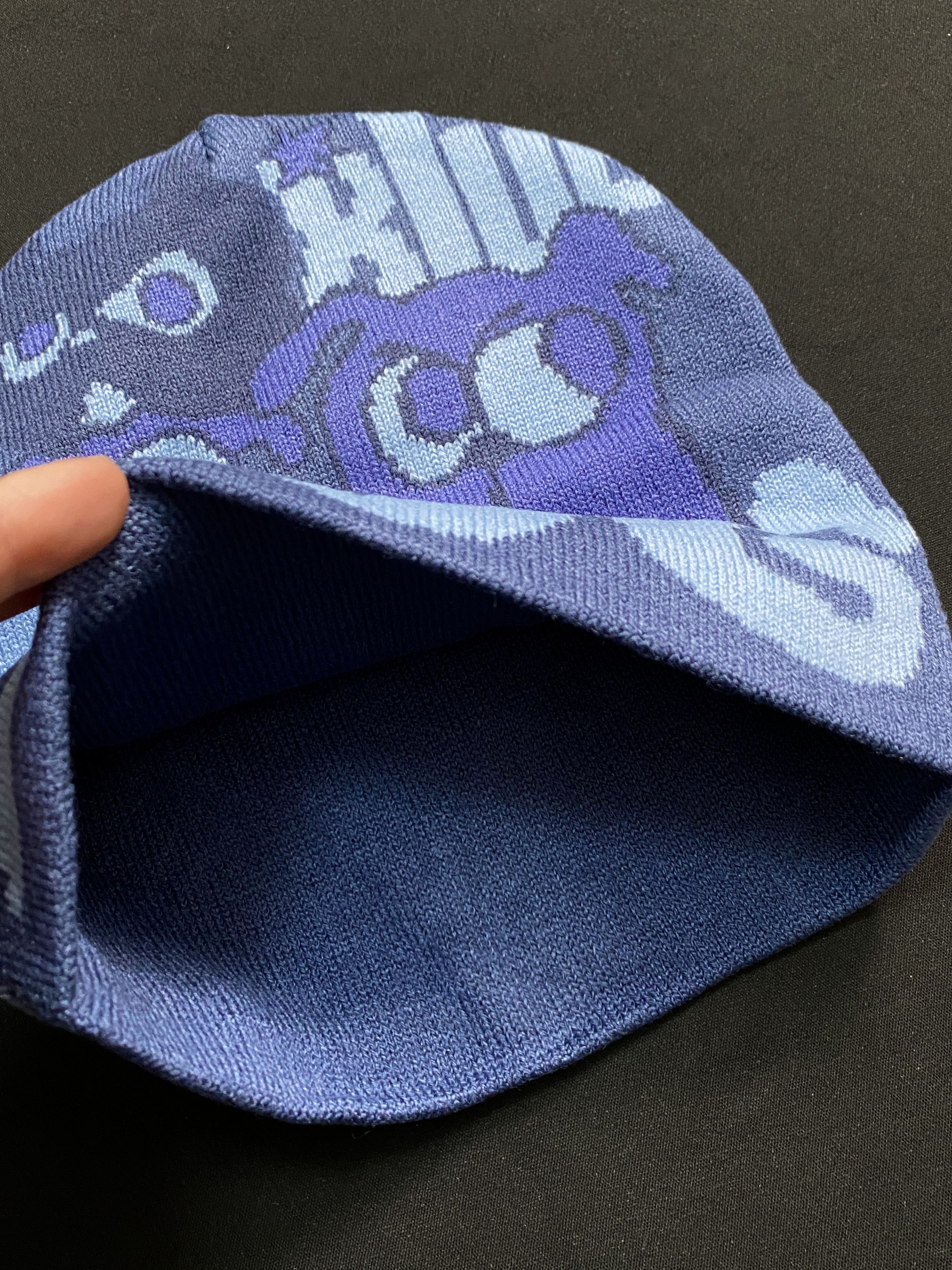 Japanese Brand Rare Dog Pound Beanie Graphic No Cuff Blue Beanie Hats OS Size ONE SIZE - 3 Thumbnail