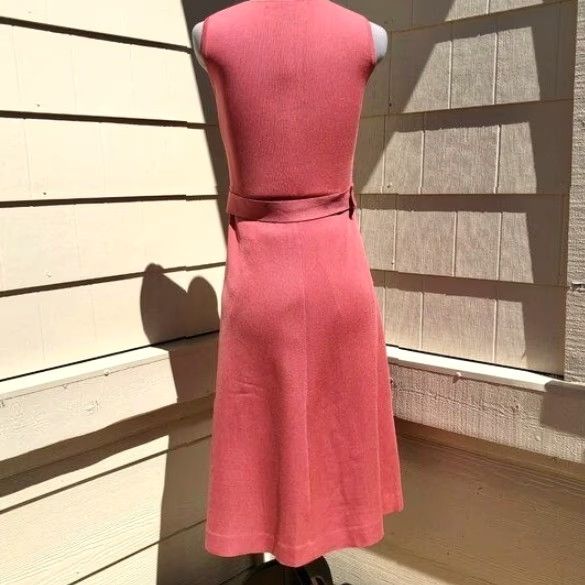 Pinko VINTAGE 70s Pink Stretch Knit Dress MOD Fit & Flare Party Dress Disco Shirt? Size S / US 4 / IT 40 - 6 Thumbnail