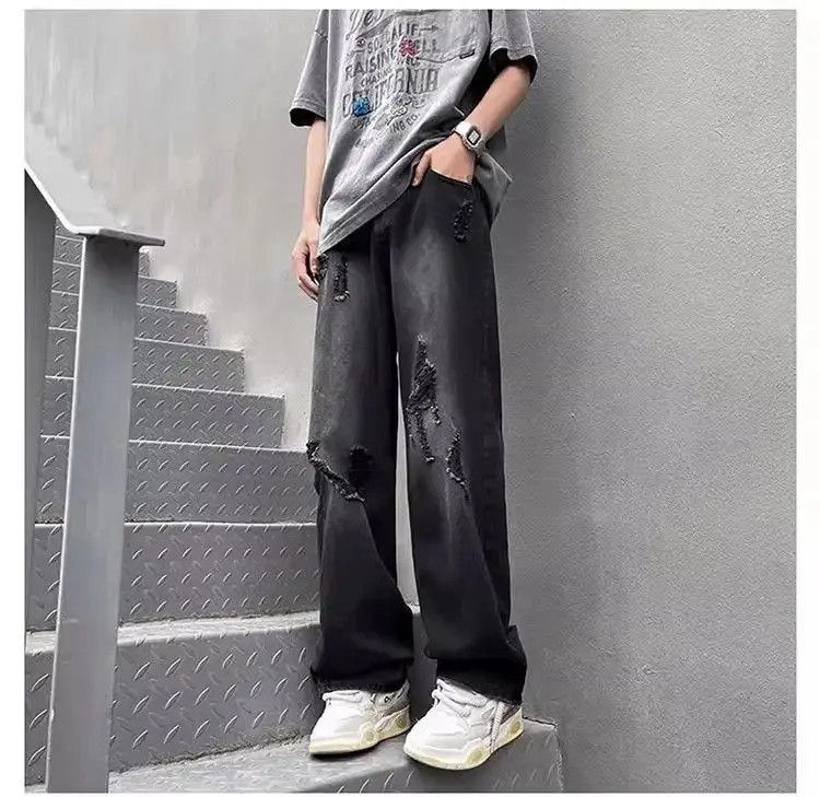 Japanese Brand Straight casual distressed jeans Size US 32 / EU 48 - 2 Thumbnail