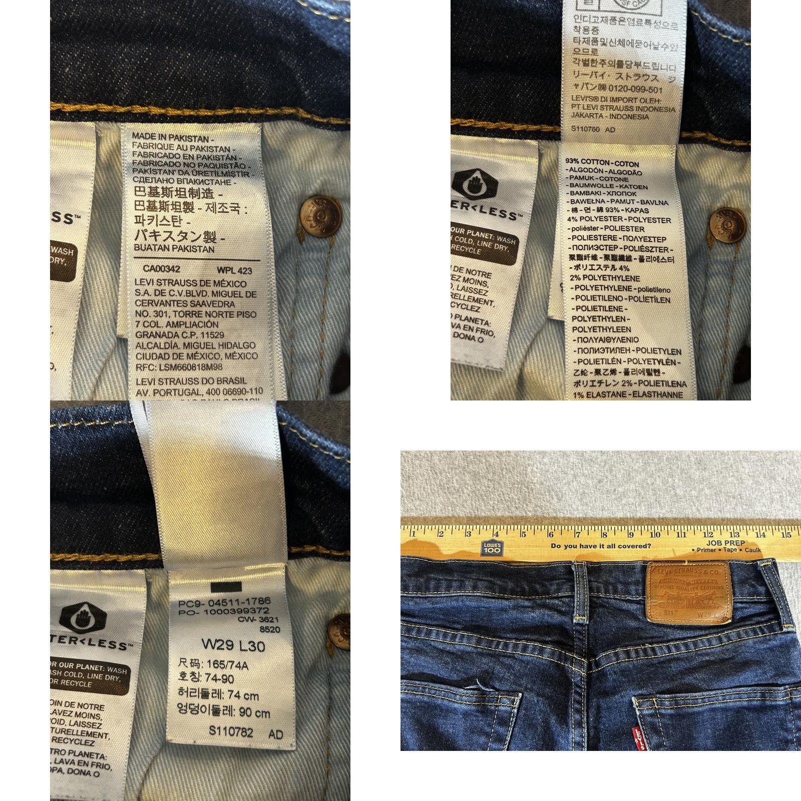 Levi's Levi's 511 Jeans Mens 29x30 Slim Tapered Dark Wash Blue Denim Stretch Premium Denim Jeans Slim Fit Levi's 511 Mens Dark Wash 29x30 Pants Women? Size US 29 - 8 Thumbnail