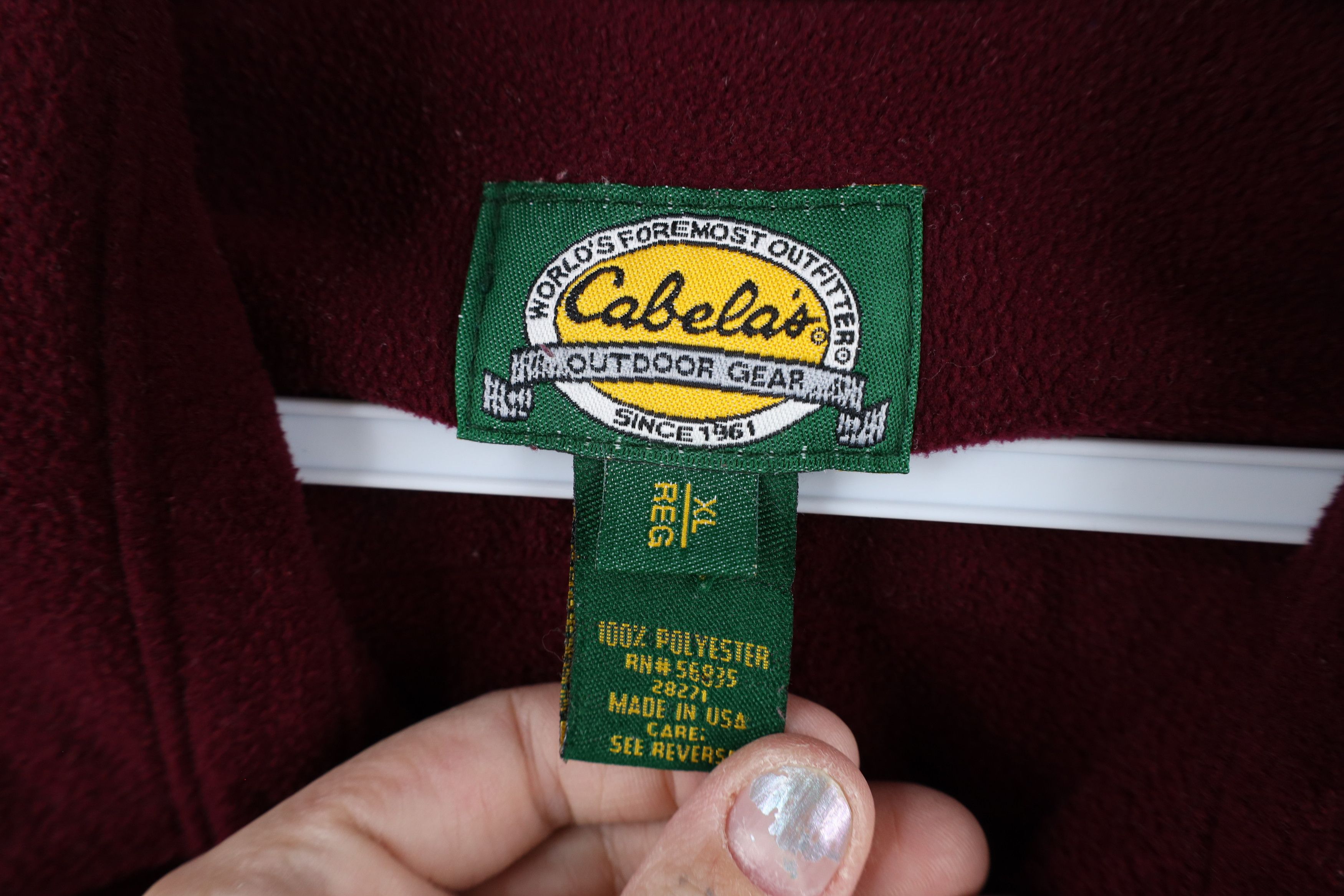 Cabelas × Vintage Vintage 90s Cabelas Button Shirt Burgundy Polyester USA Size US XL / EU 56 / 4 - 7 Thumbnail