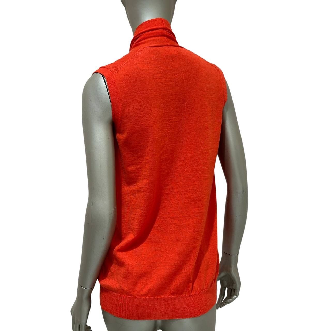 Hermes Hermès Lemaire Orange Wool Sleeveless Cardigan S/M Size S / US 4 / IT 40 - 2 Thumbnail