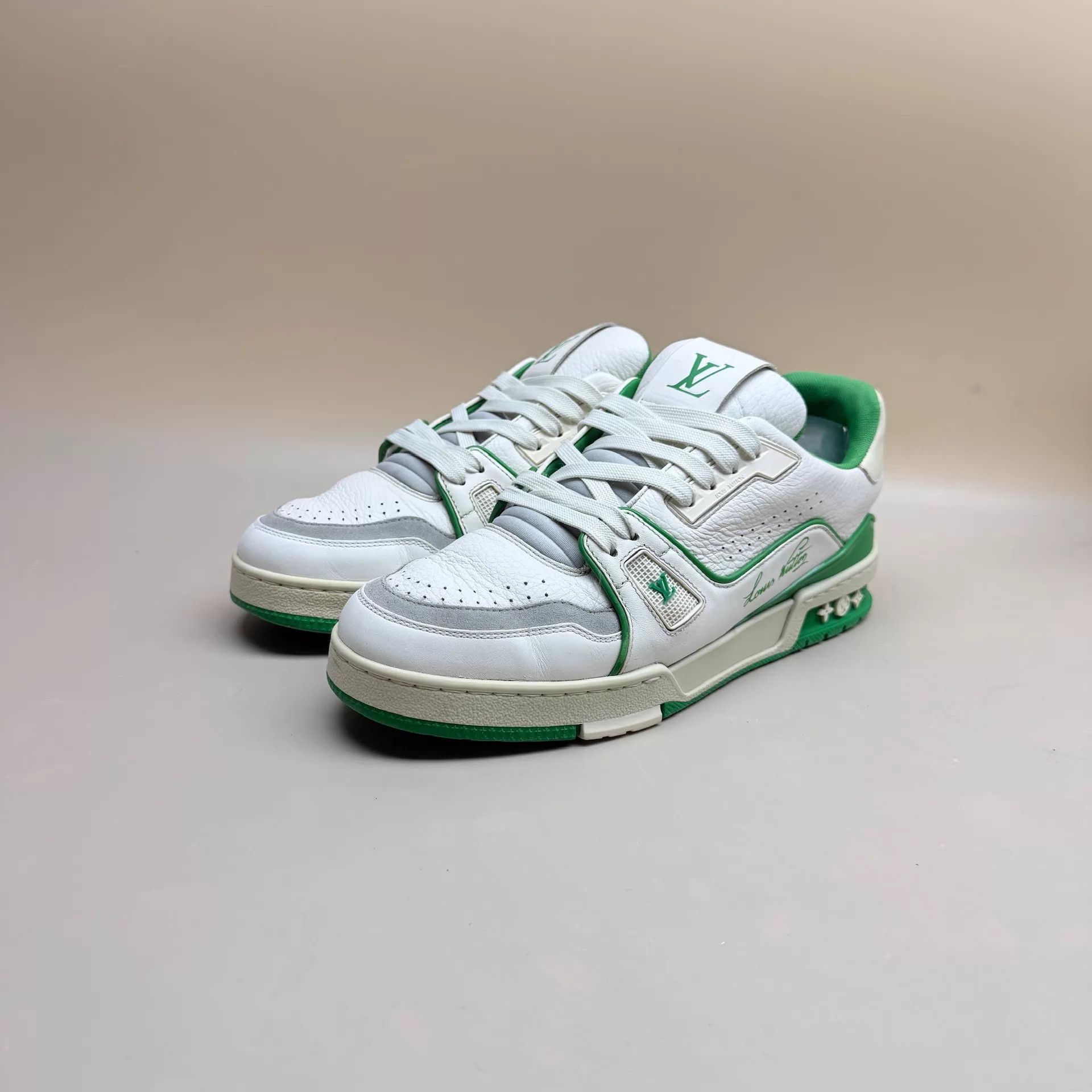 Louis Vuitton LV Trainer White Green Full Print Size 41 95 New Size US 8 / EU 41 - 1 Thumbnail