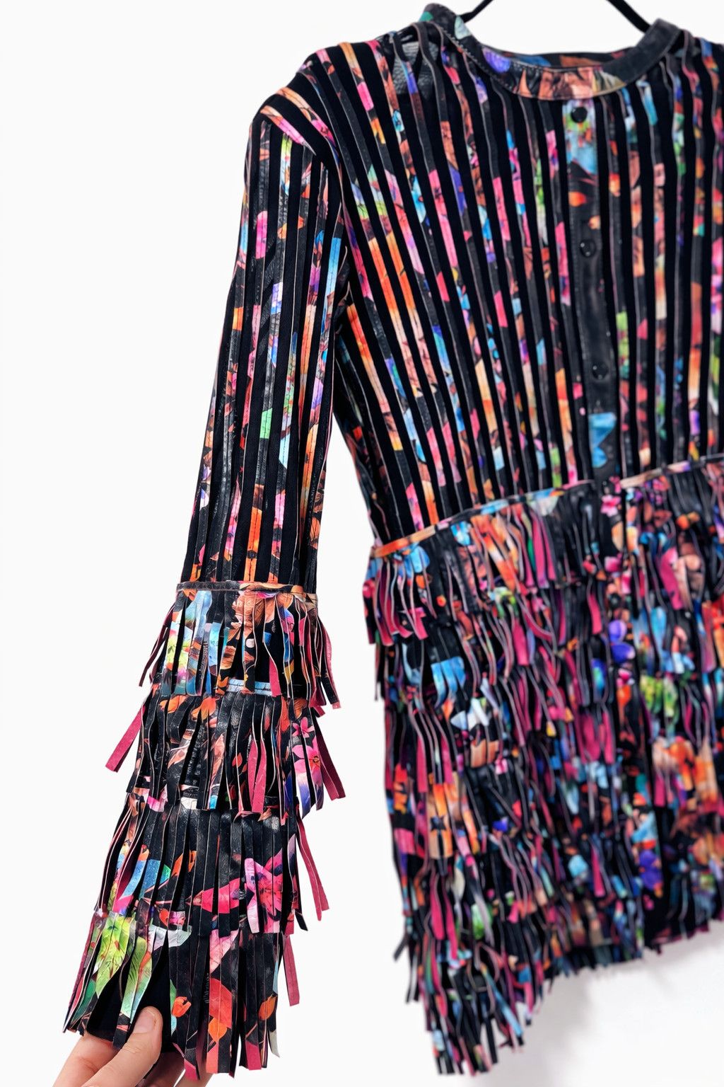 Vintage Vintage Bohemian Fringe Leather Jacket Festival Style Size L / US 10 / IT 46 - 1 Thumbnail