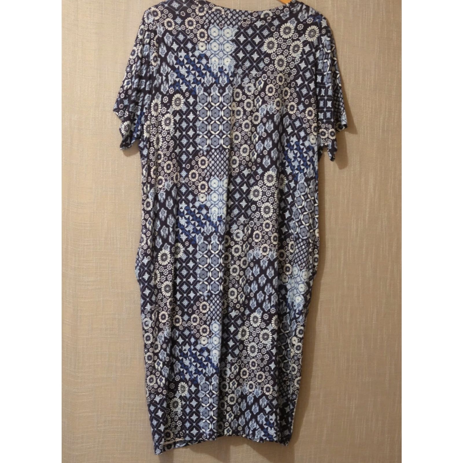 Vintage Terra & Sky Floral Dress Womens 1X Pockets Super Soft Stretch Nwot Navy Midi Dress T-Shirt Style Size XL / US 12-14 / IT 48-50 - 5 Thumbnail